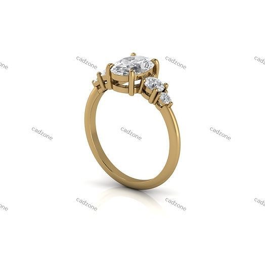Oval Diamond Engagement Ring 3D Model Free 3D print model