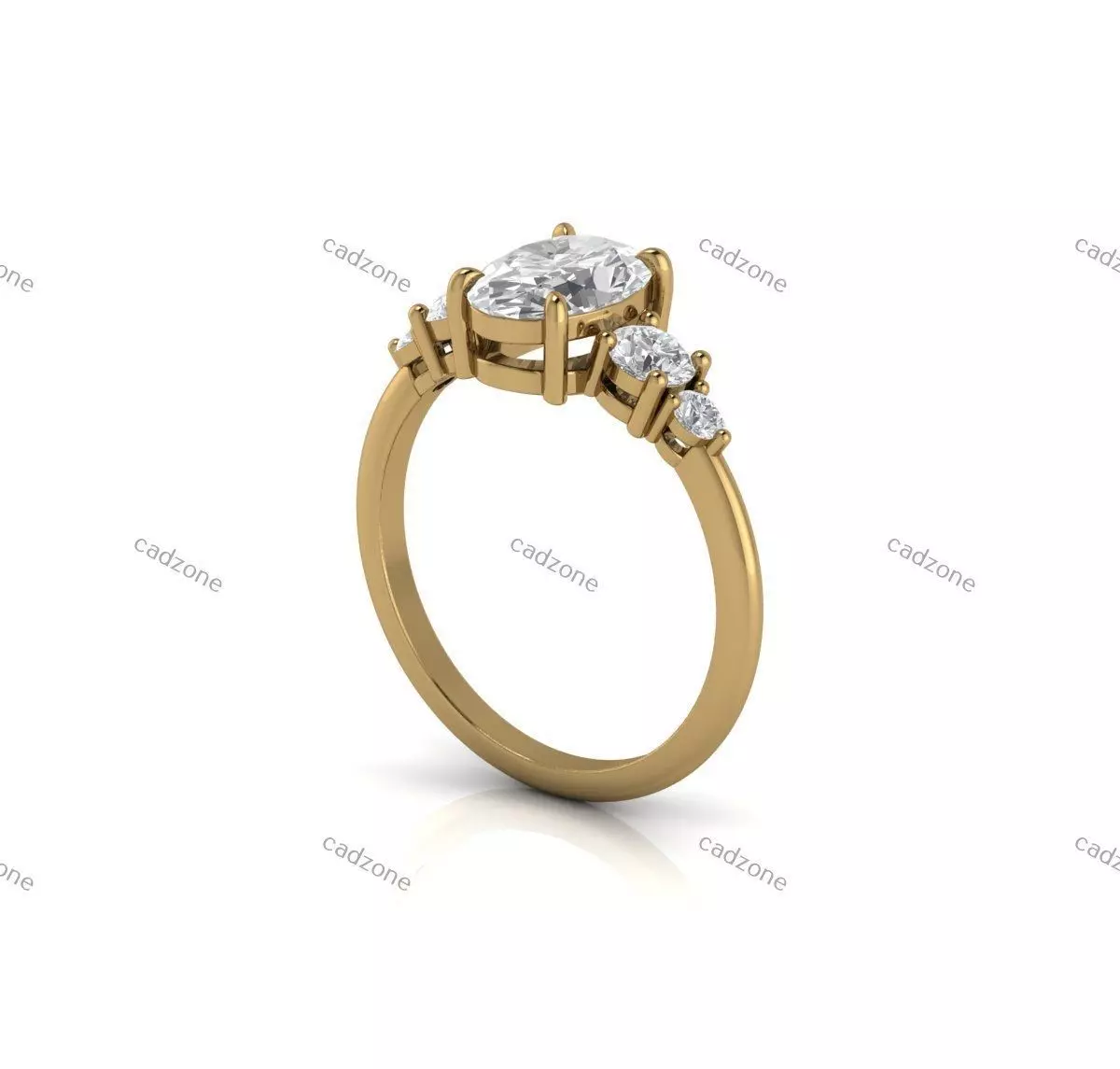 Oval Diamond Engagement Ring 3D Model Free 3D print model