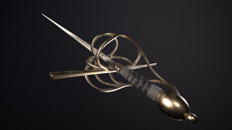 Rapier Sword 3D Model Low-poly 3D model_6