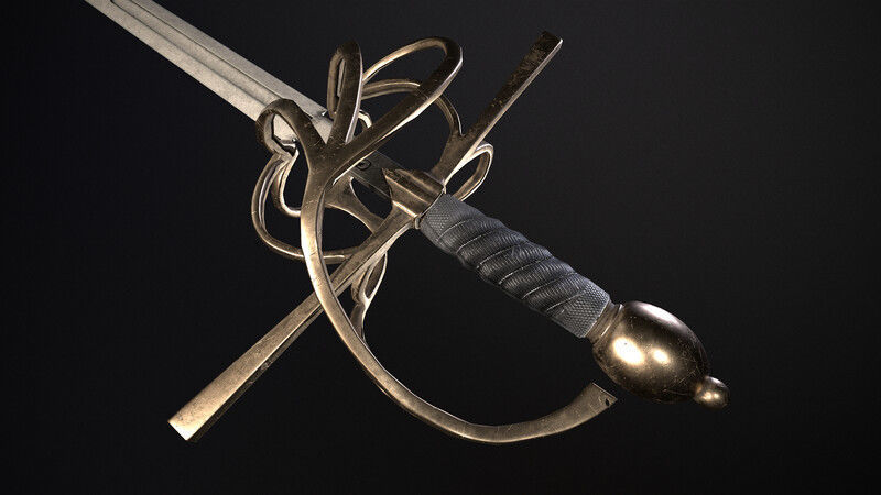 Rapier Sword 3D Model Low-poly 3D model_3