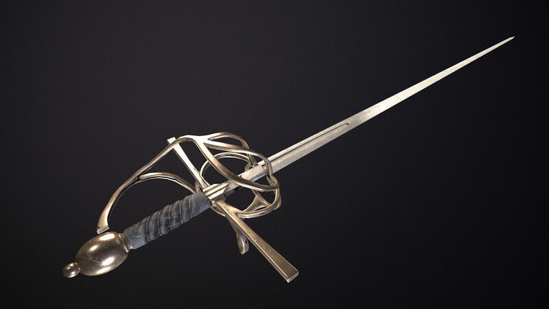 Rapier Sword 3D Model Low-poly 3D model_1