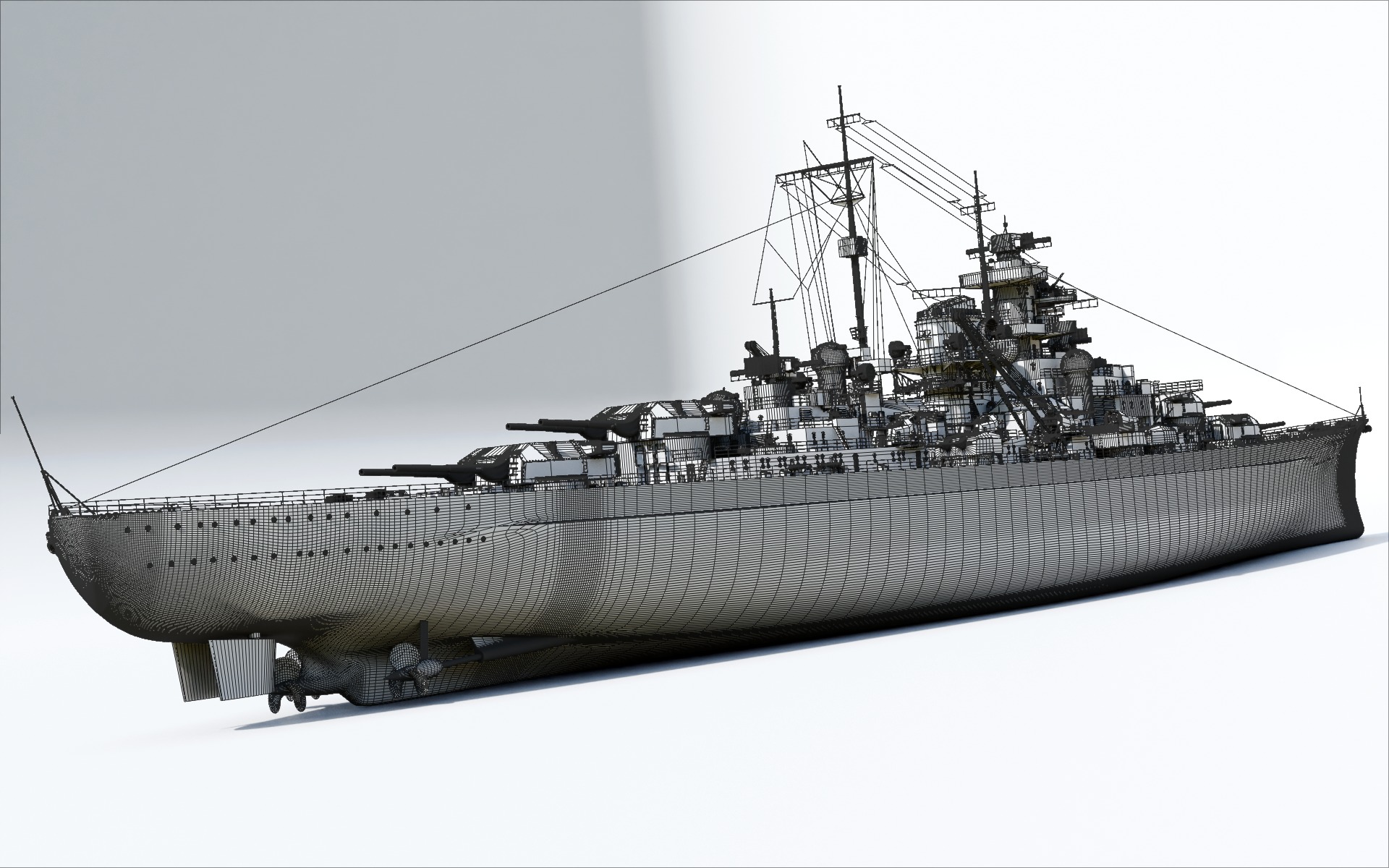 Bismarck - WW2 German Battleship Low-poly 3D model_10