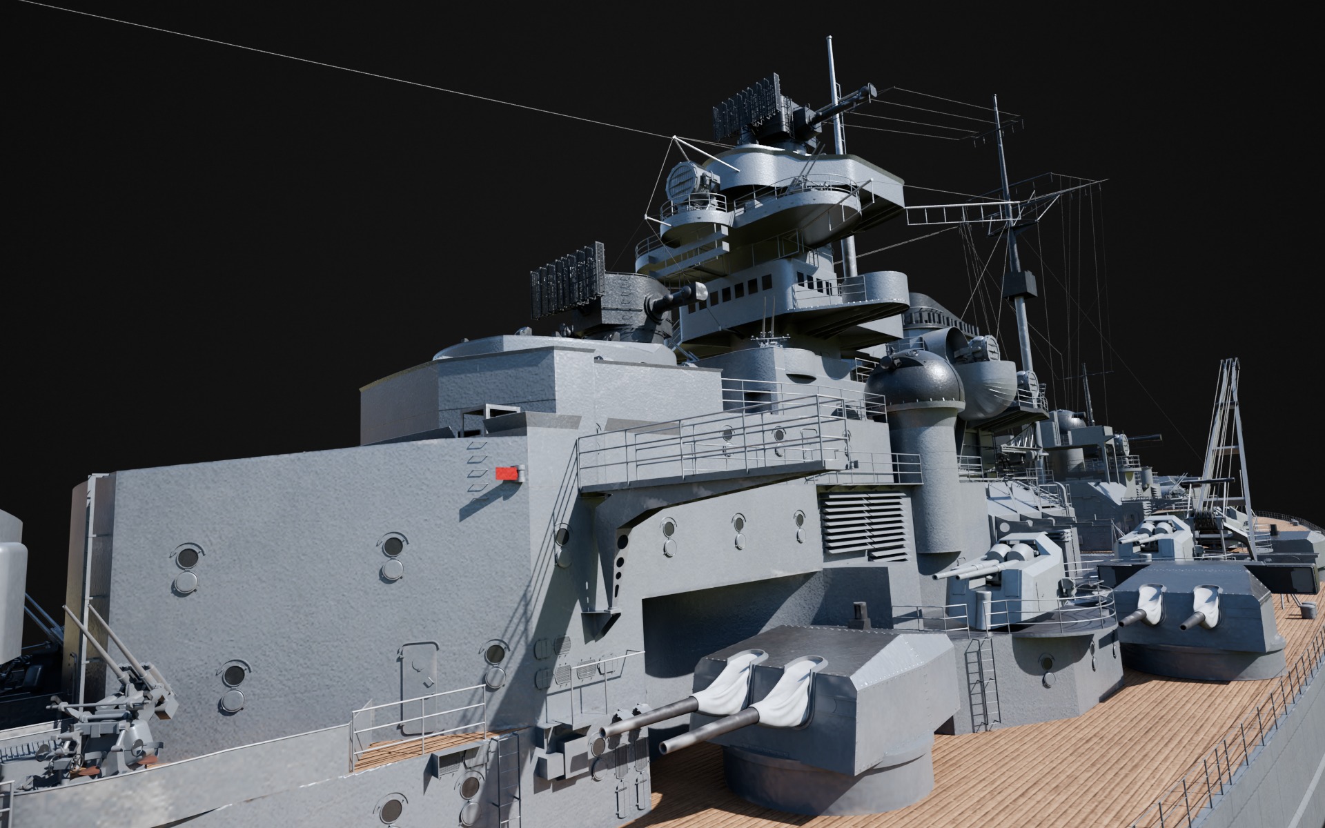 Bismarck - WW2 German Battleship Low-poly 3D model_5