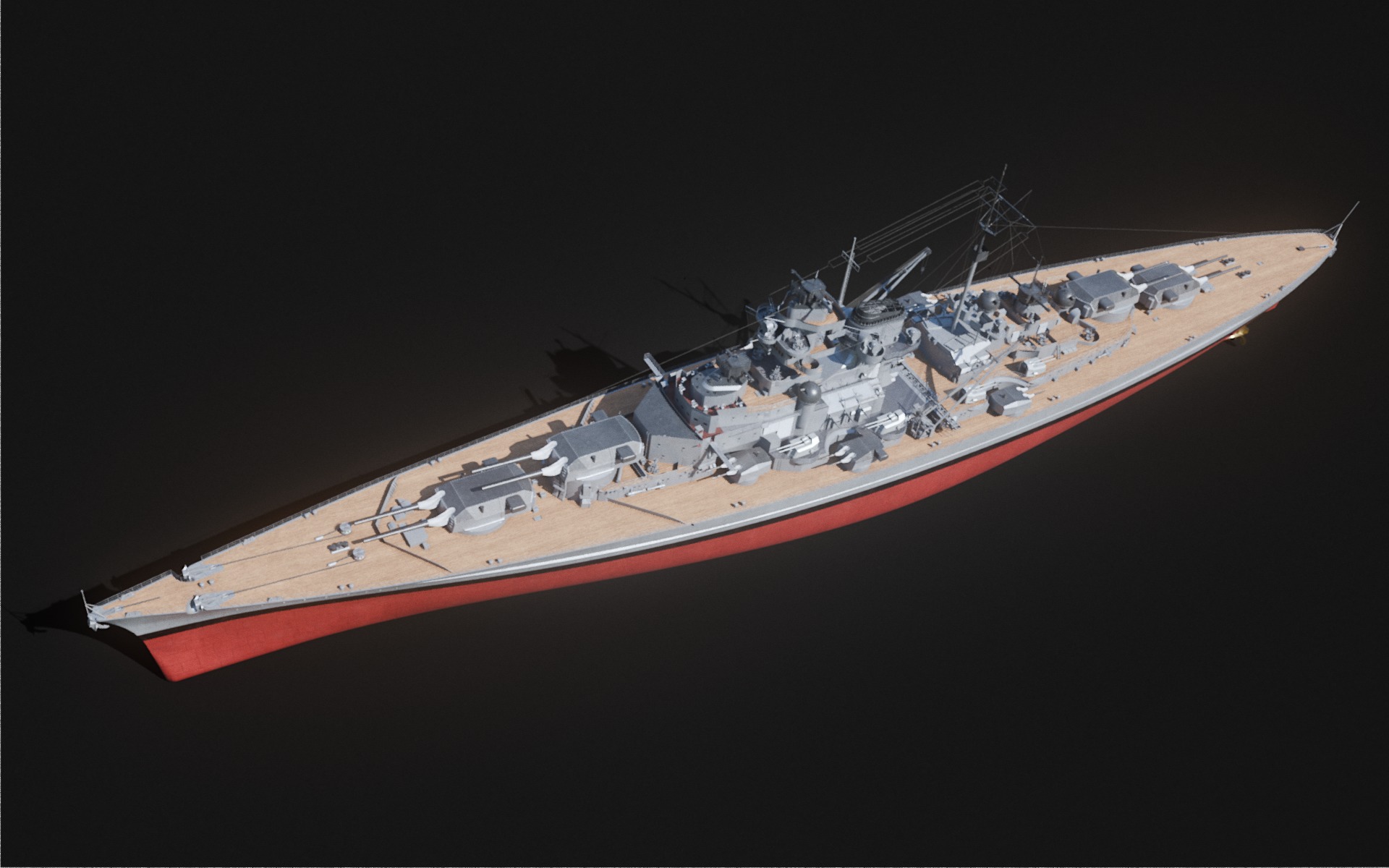 Bismarck - WW2 German Battleship Low-poly 3D model_3