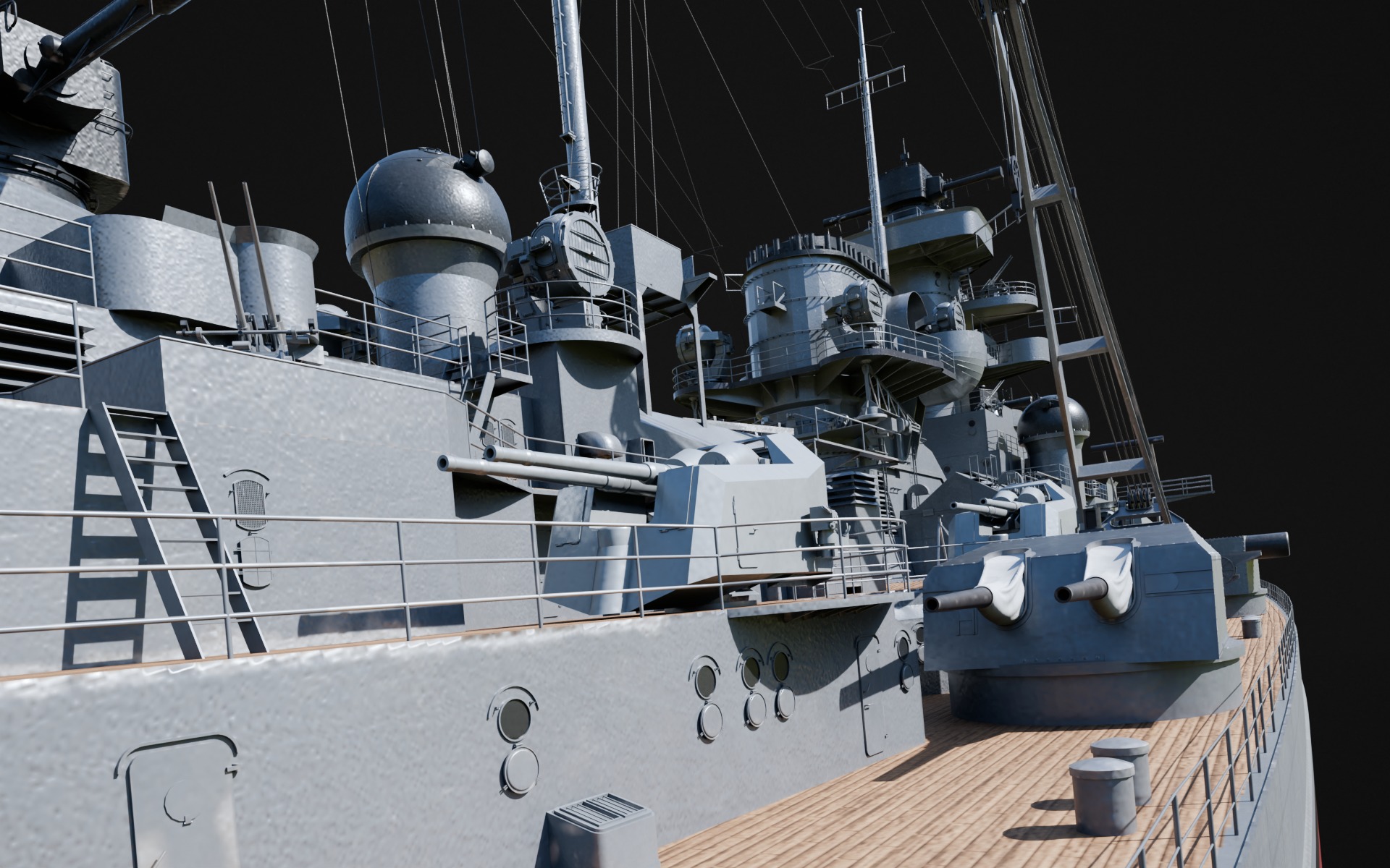 Bismarck - WW2 German Battleship Low-poly 3D model_4
