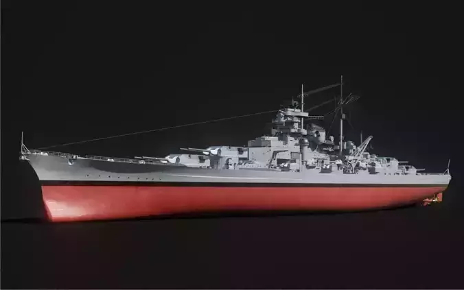 Bismarck - WW2 German Battleship Low-poly 3D model