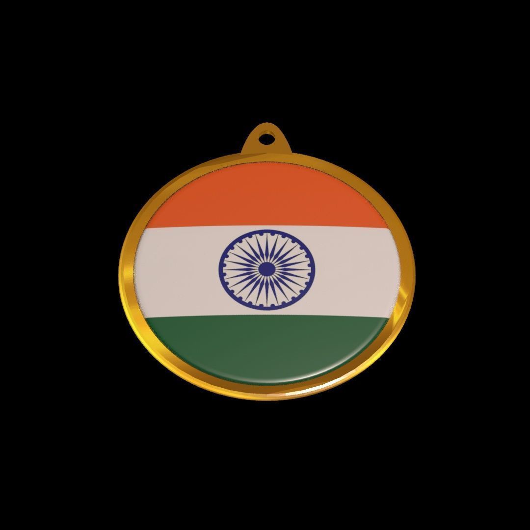 India Flag Medal Badge 3D model_16