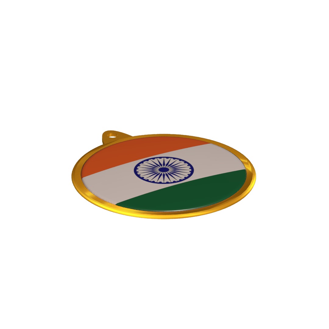 India Flag Medal Badge 3D model_11
