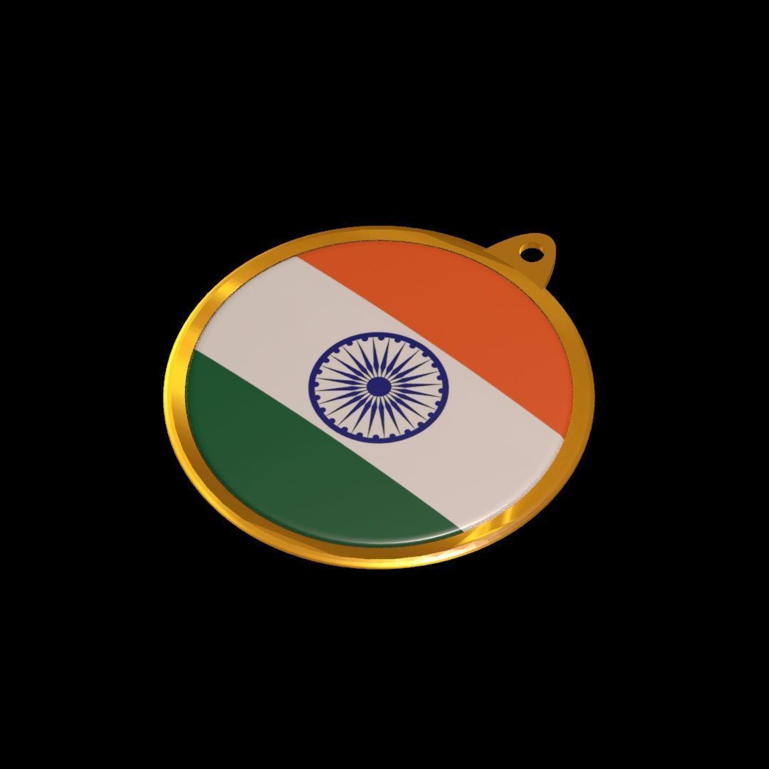 India Flag Medal Badge 3D model_18
