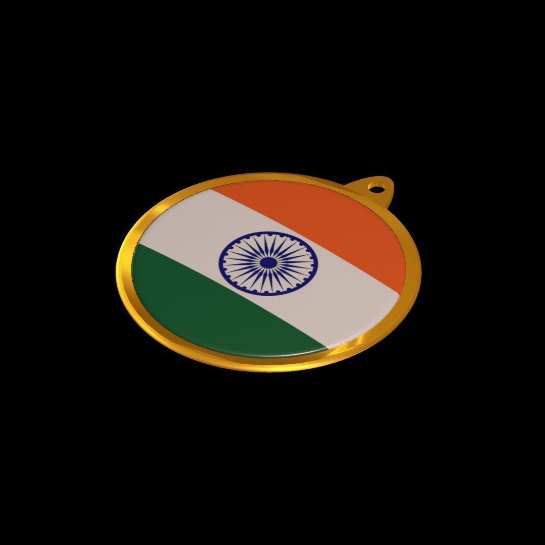 India Flag Medal Badge 3D model_22