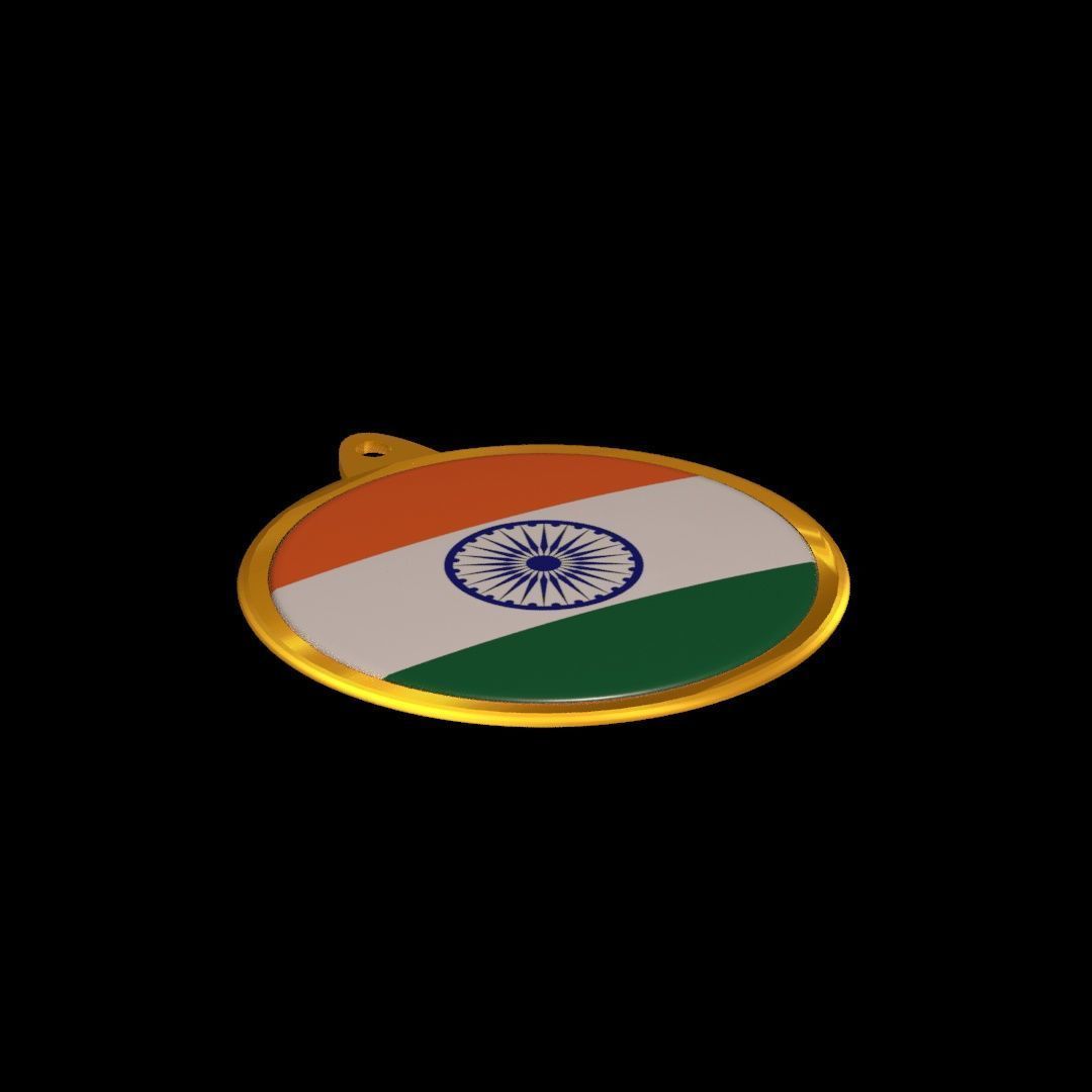 India Flag Medal Badge 3D model_23