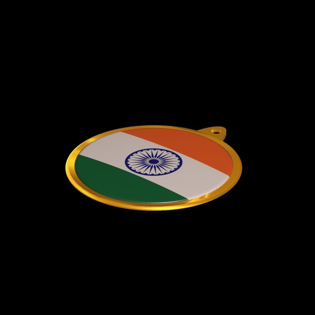 India Flag Medal Badge 3D model_20