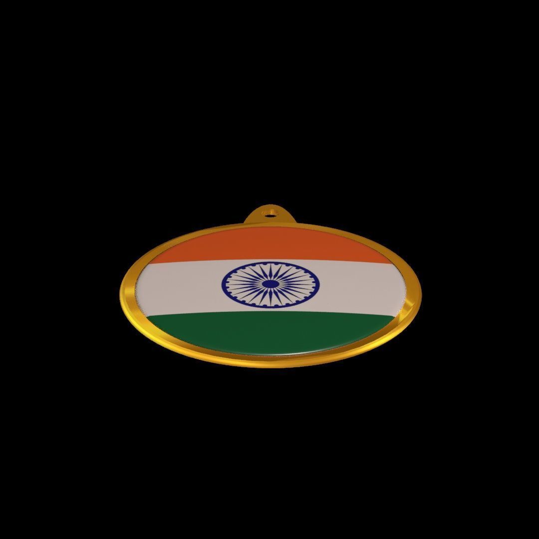 India Flag Medal Badge 3D model_17