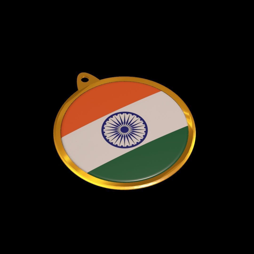 India Flag Medal Badge 3D model_19