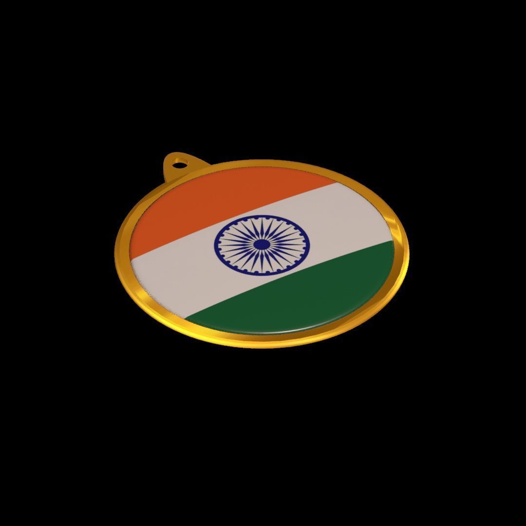 India Flag Medal Badge 3D model_21