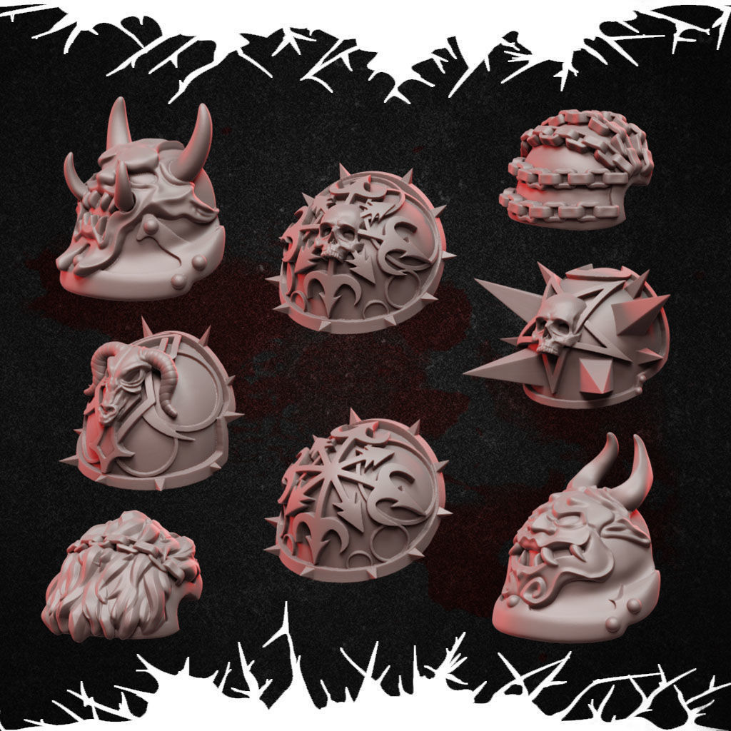 Horror Marines SHOULDER STRAPS 3D print model_2