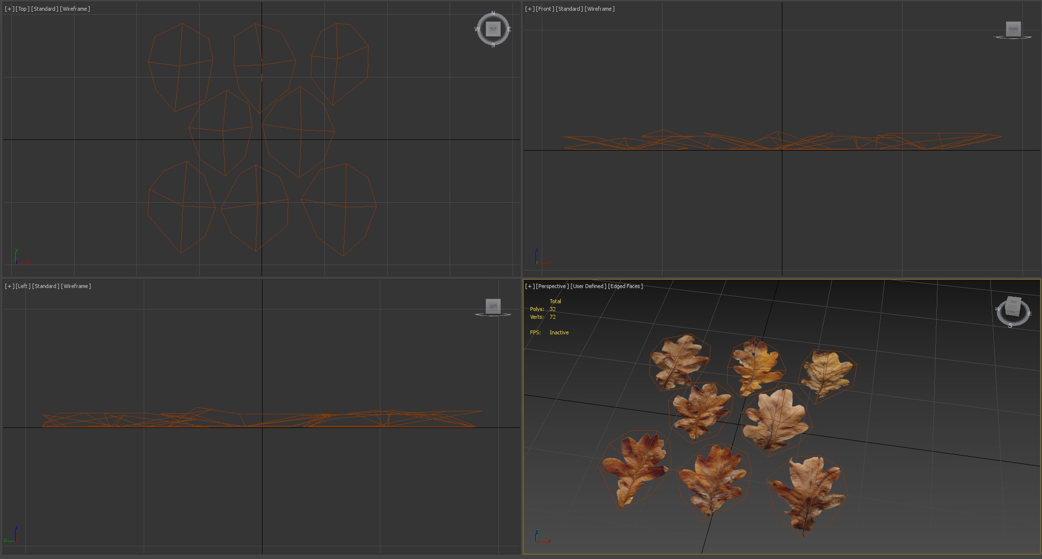 Autumn Fall Dry Oak Leaves Leaf Low-poly 3D model_13