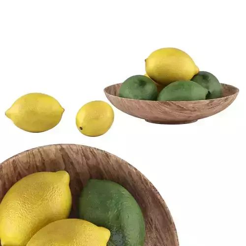lemons in wooden bowl