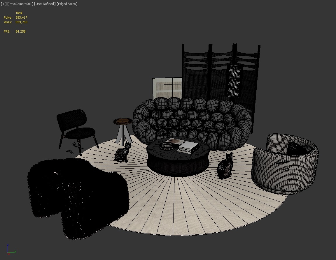 Sofa set 3D model_1