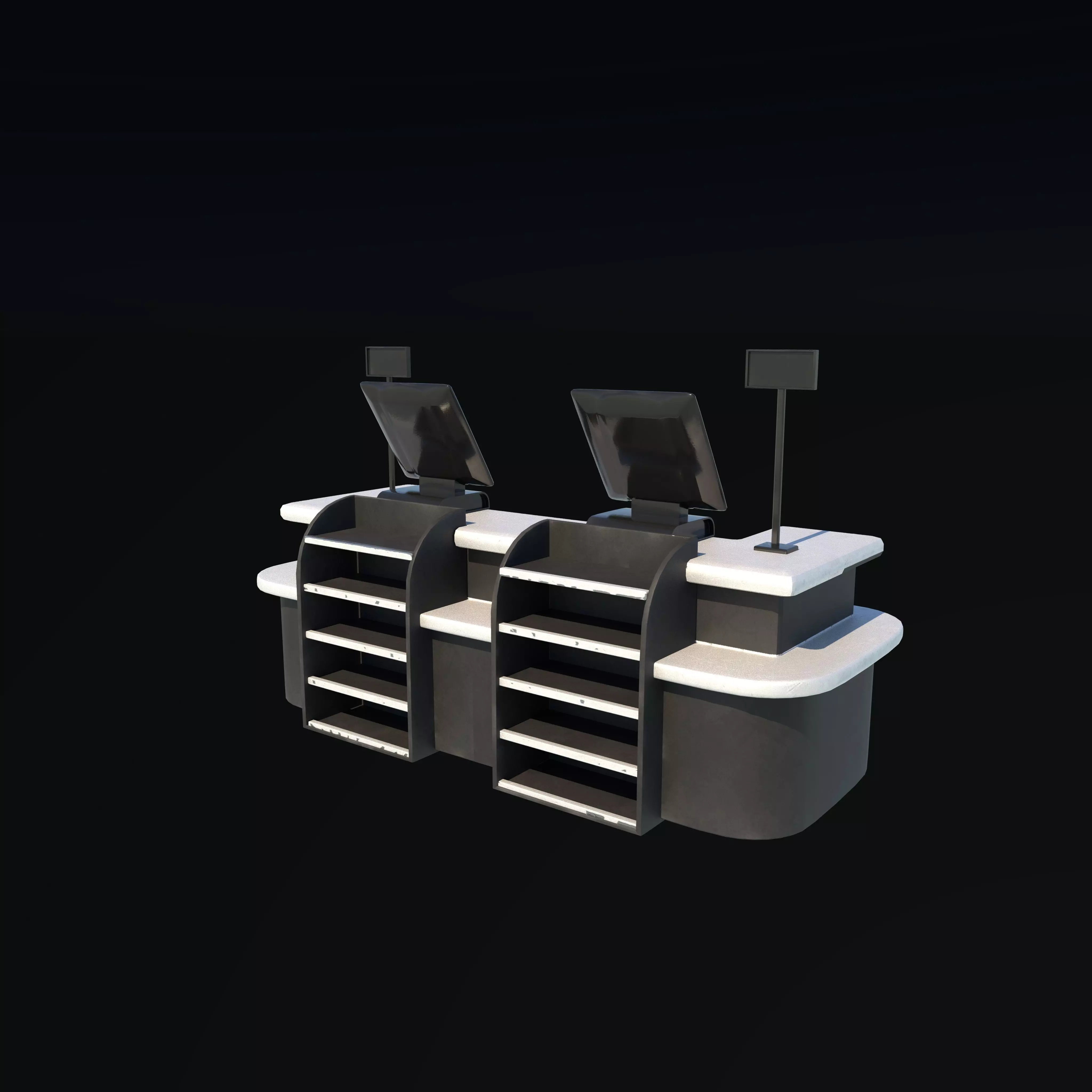 supermarket cash counter 3D model_0
