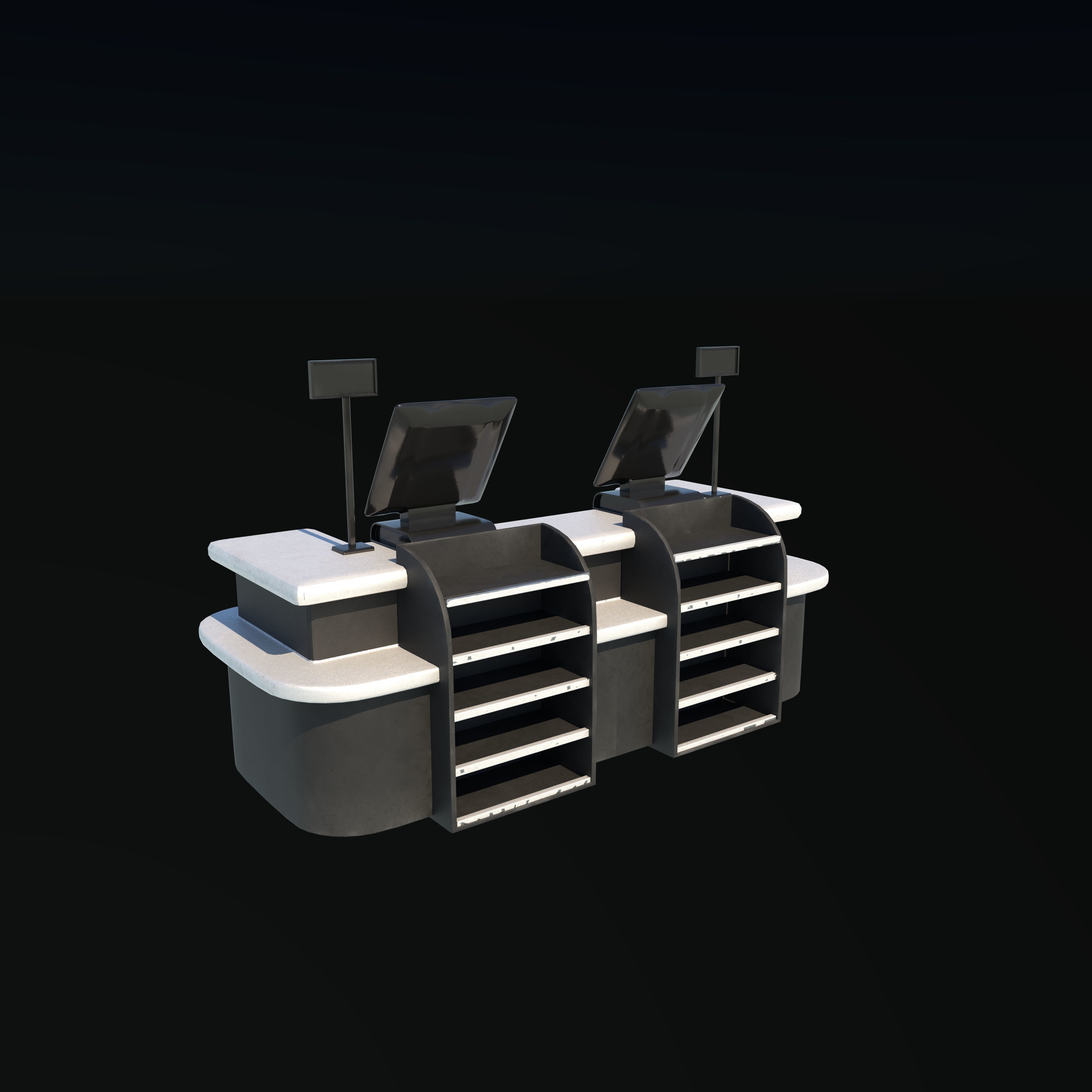 supermarket cash counter 3D model_10