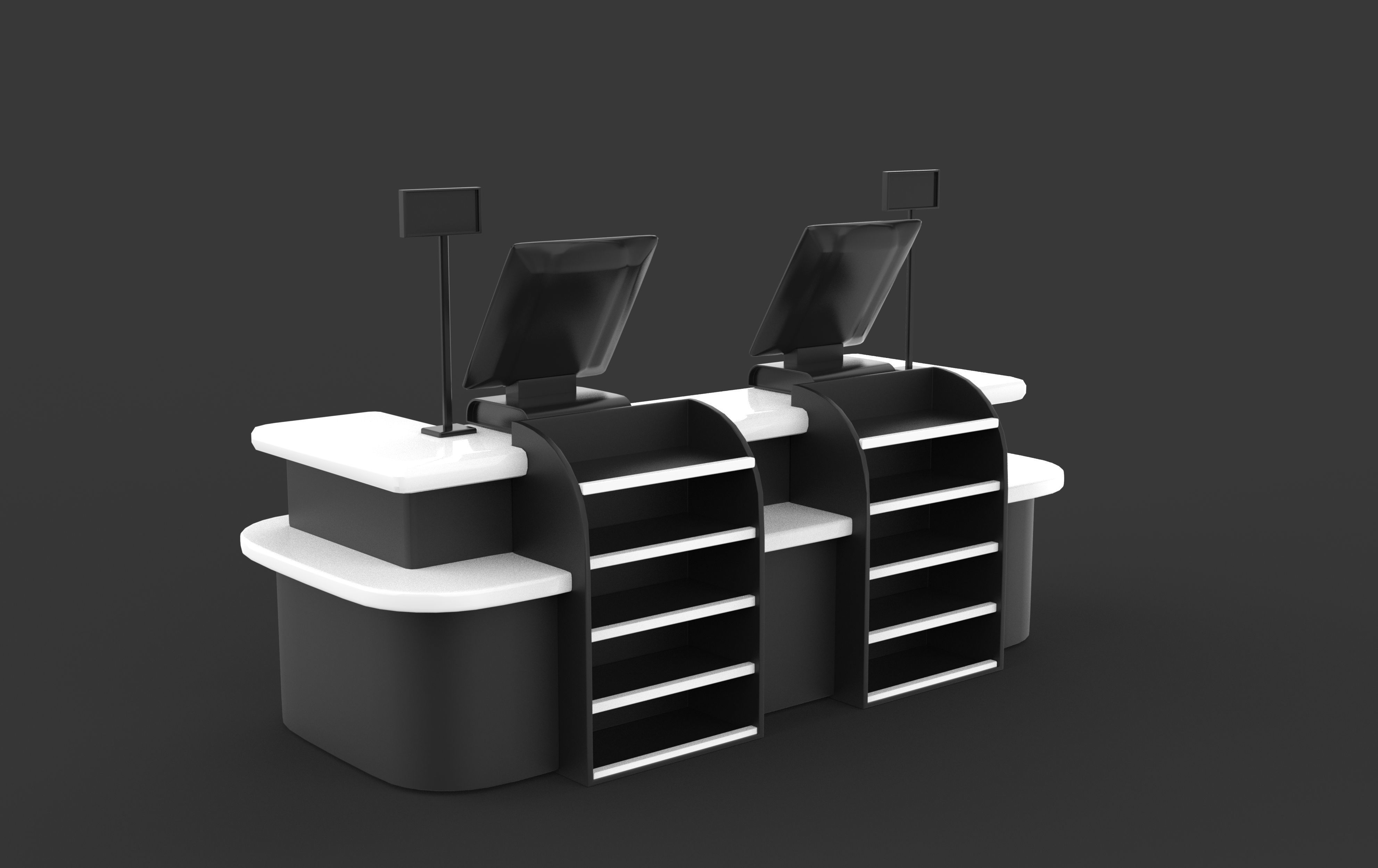 supermarket cash counter 3D model_9