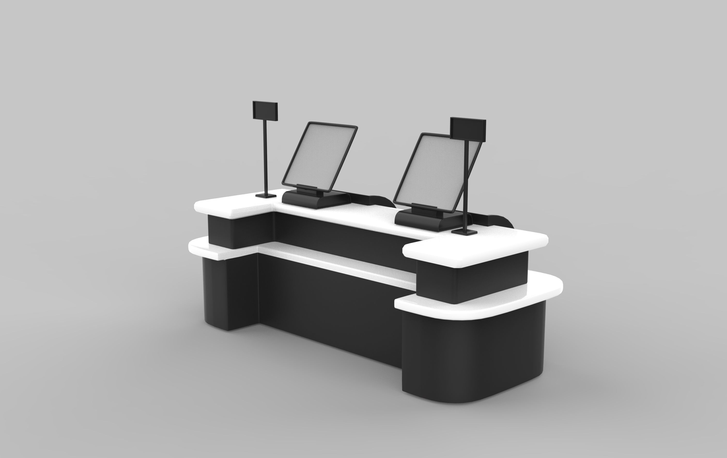 supermarket cash counter 3D model_5