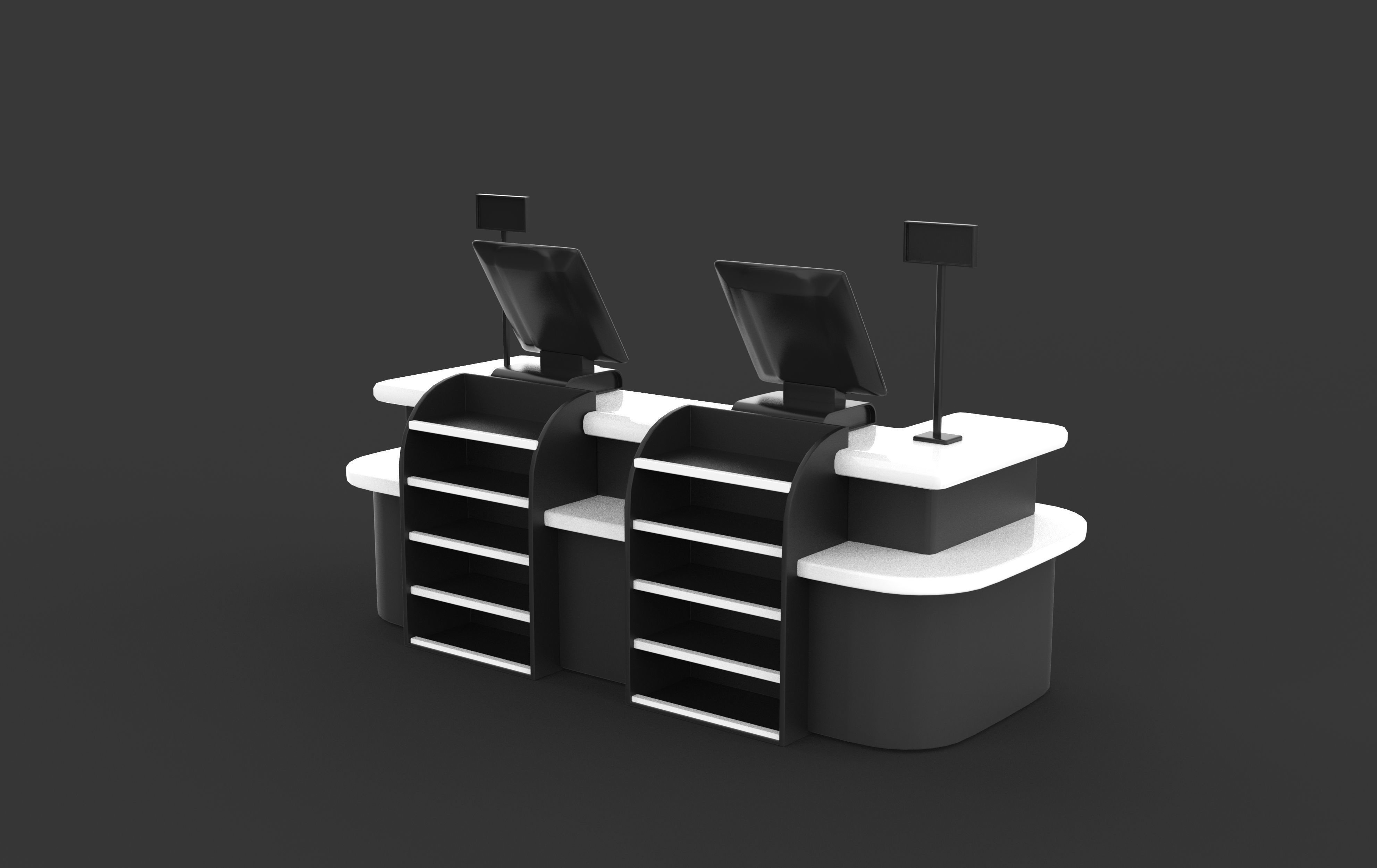 supermarket cash counter 3D model_7