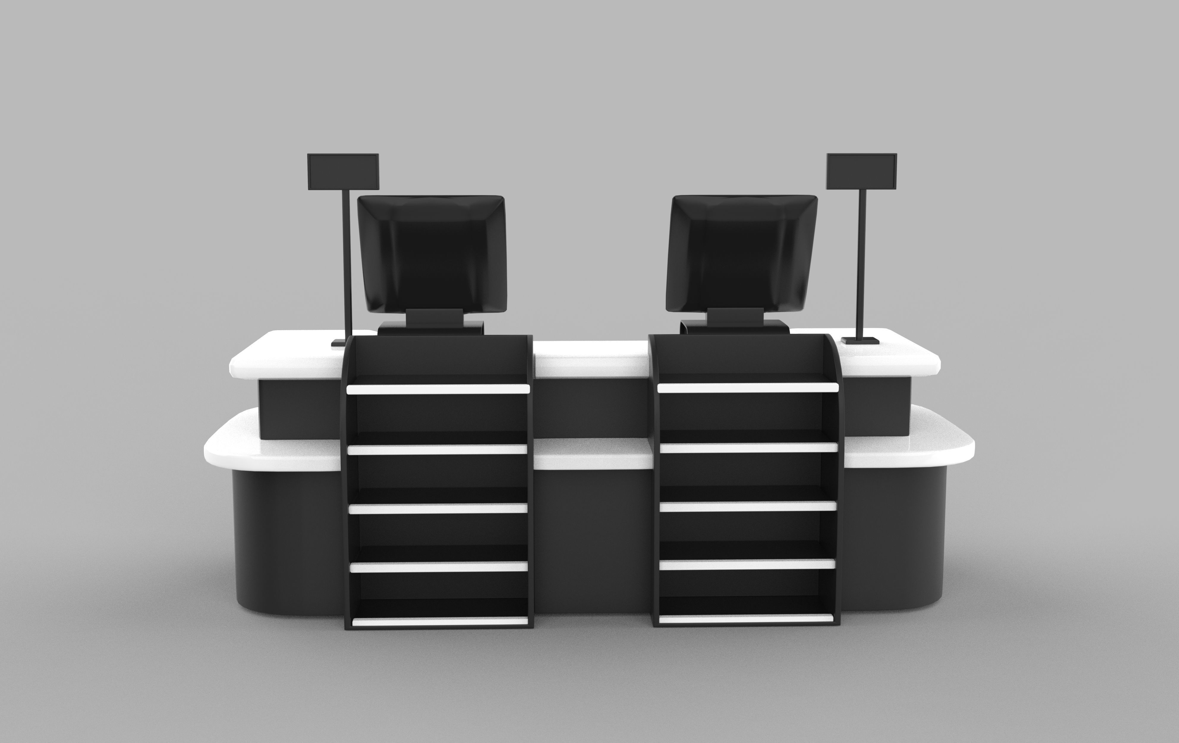 supermarket cash counter 3D model_2