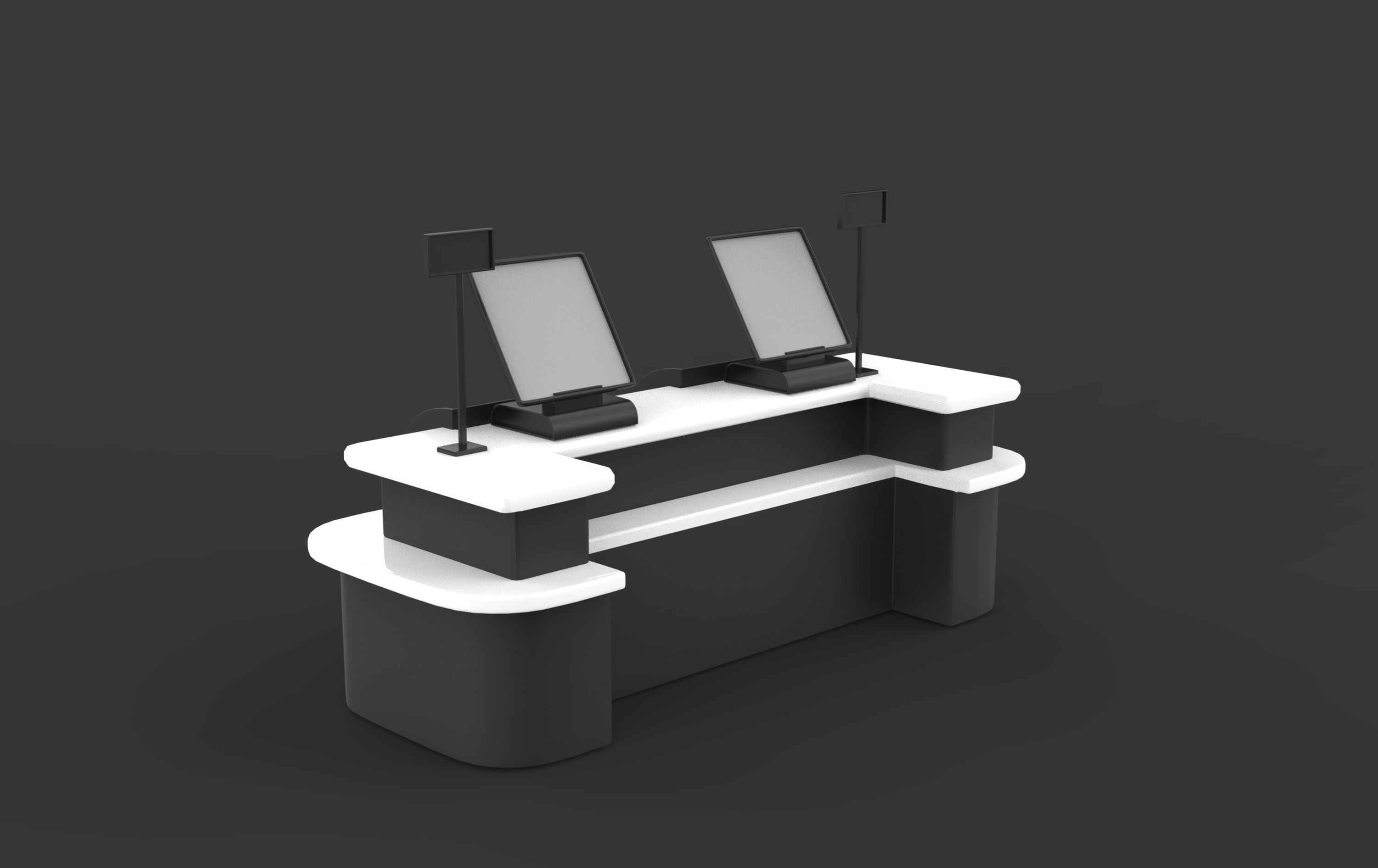 supermarket cash counter 3D model_4
