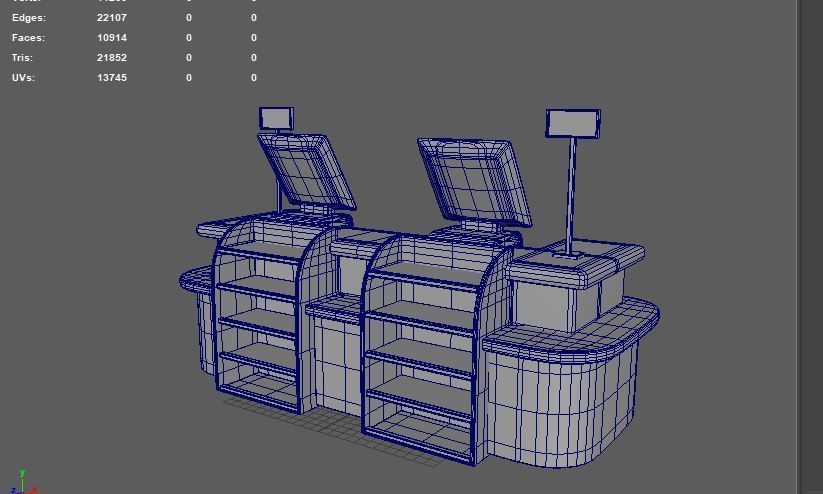 supermarket cash counter 3D model_11