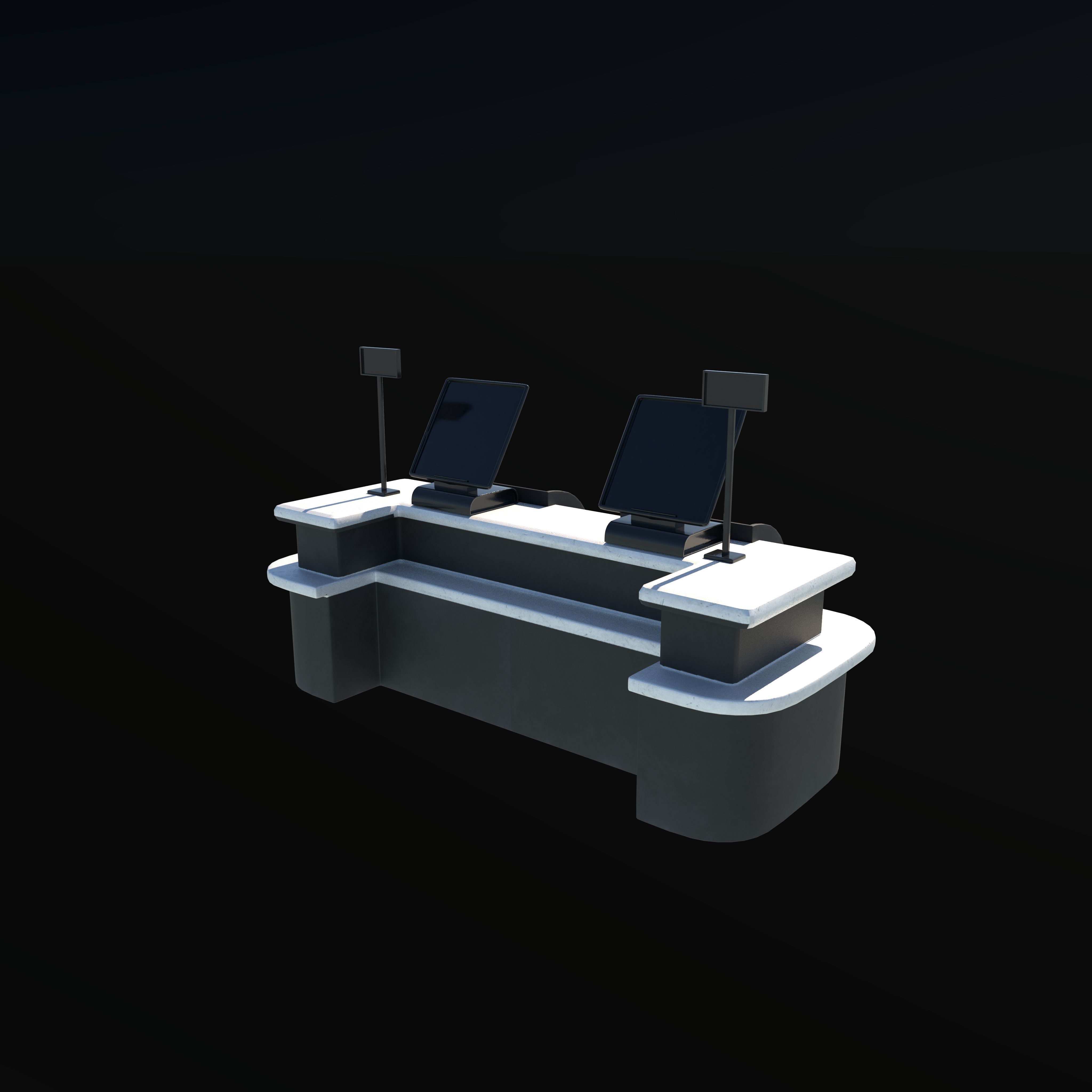 supermarket cash counter 3D model_6