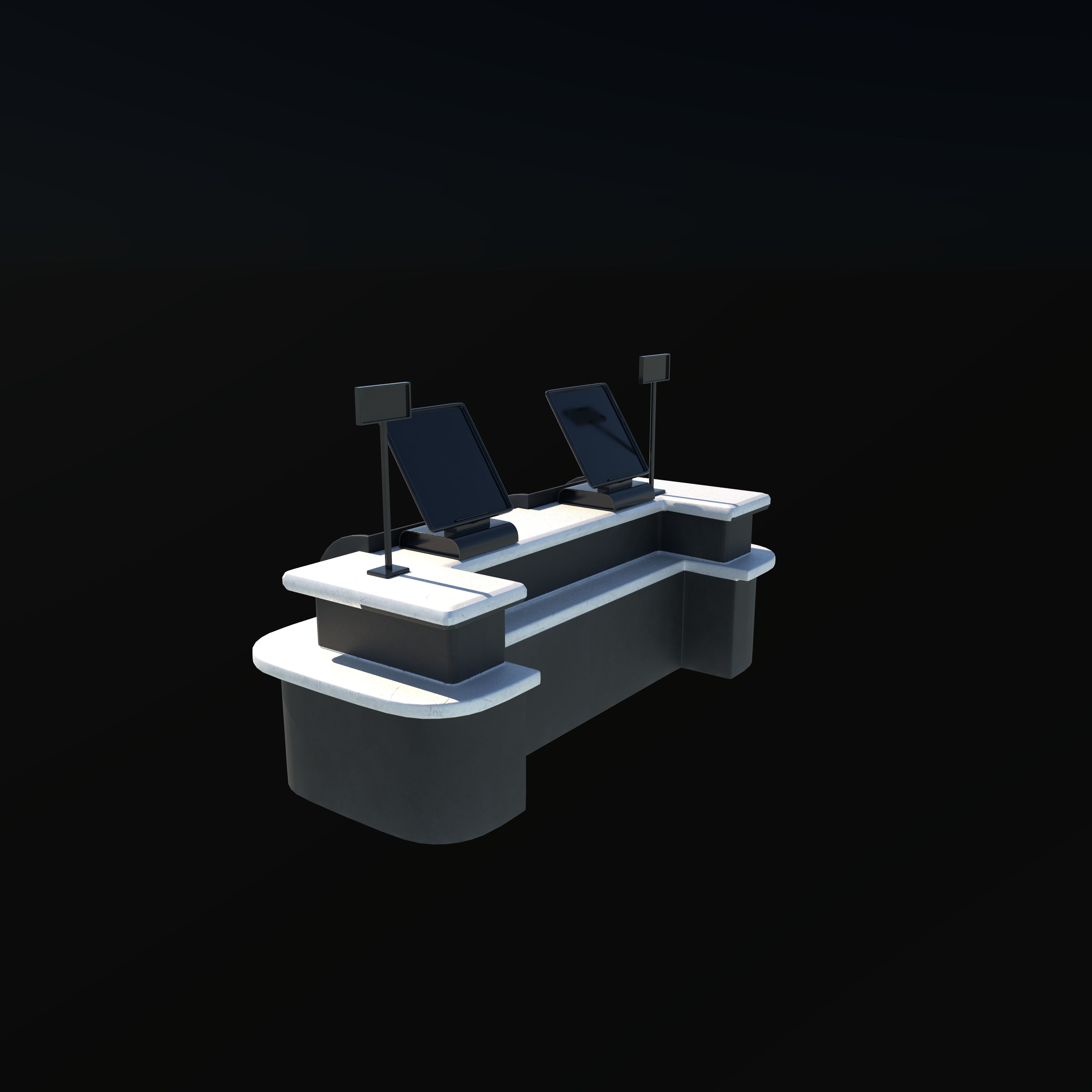supermarket cash counter 3D model_8