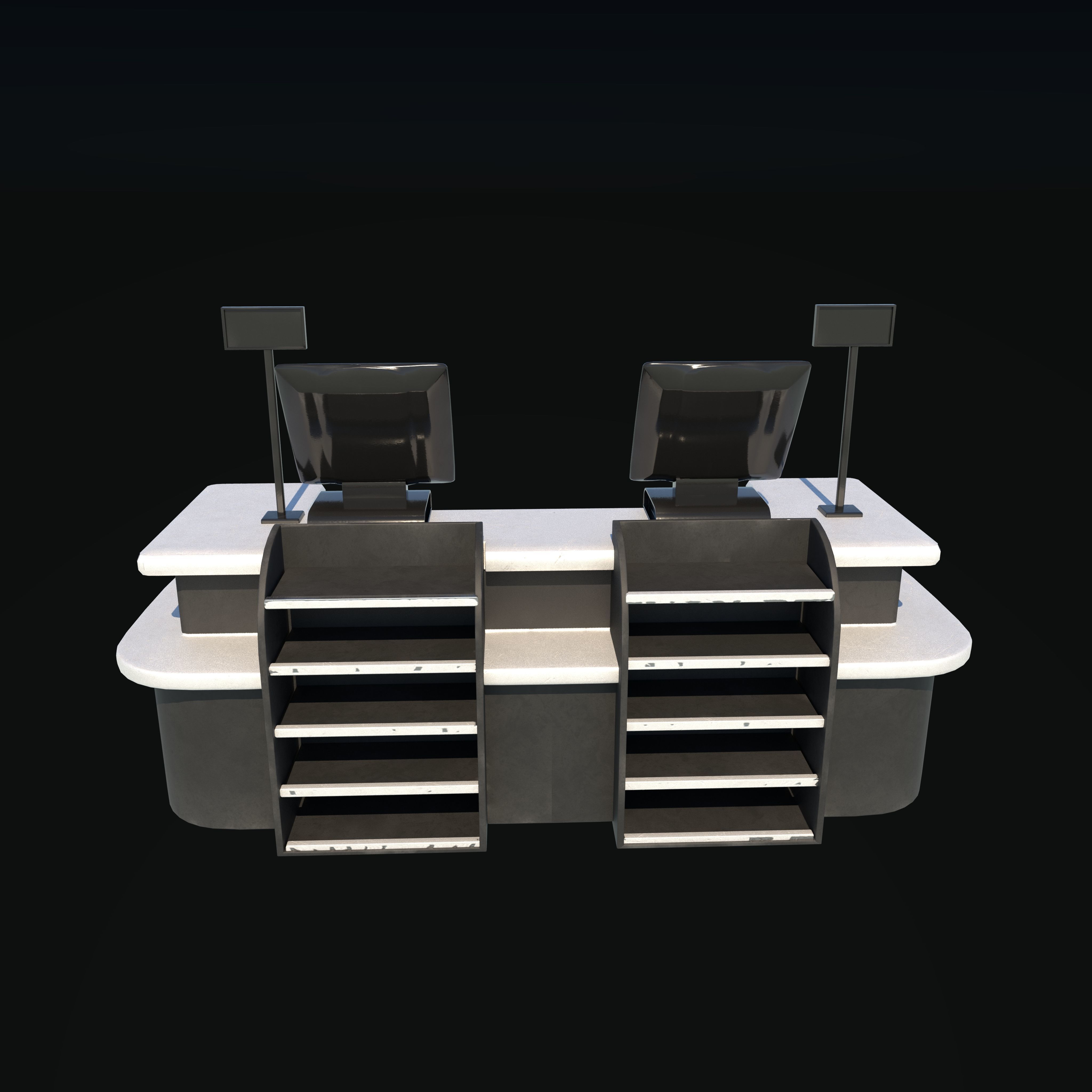 supermarket cash counter 3D model_3