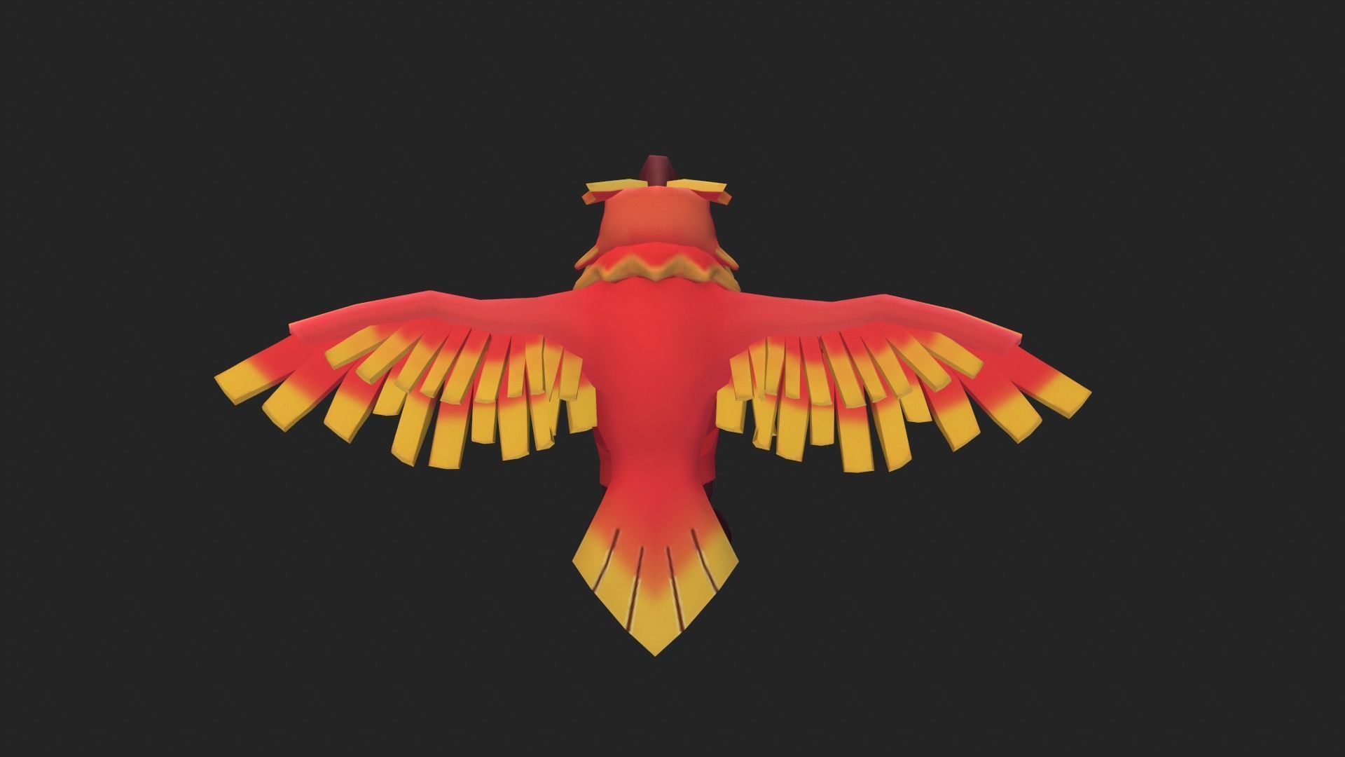 Stylized Phoenix Rigged and Animated for VR AR Games Low-poly 3D model_5
