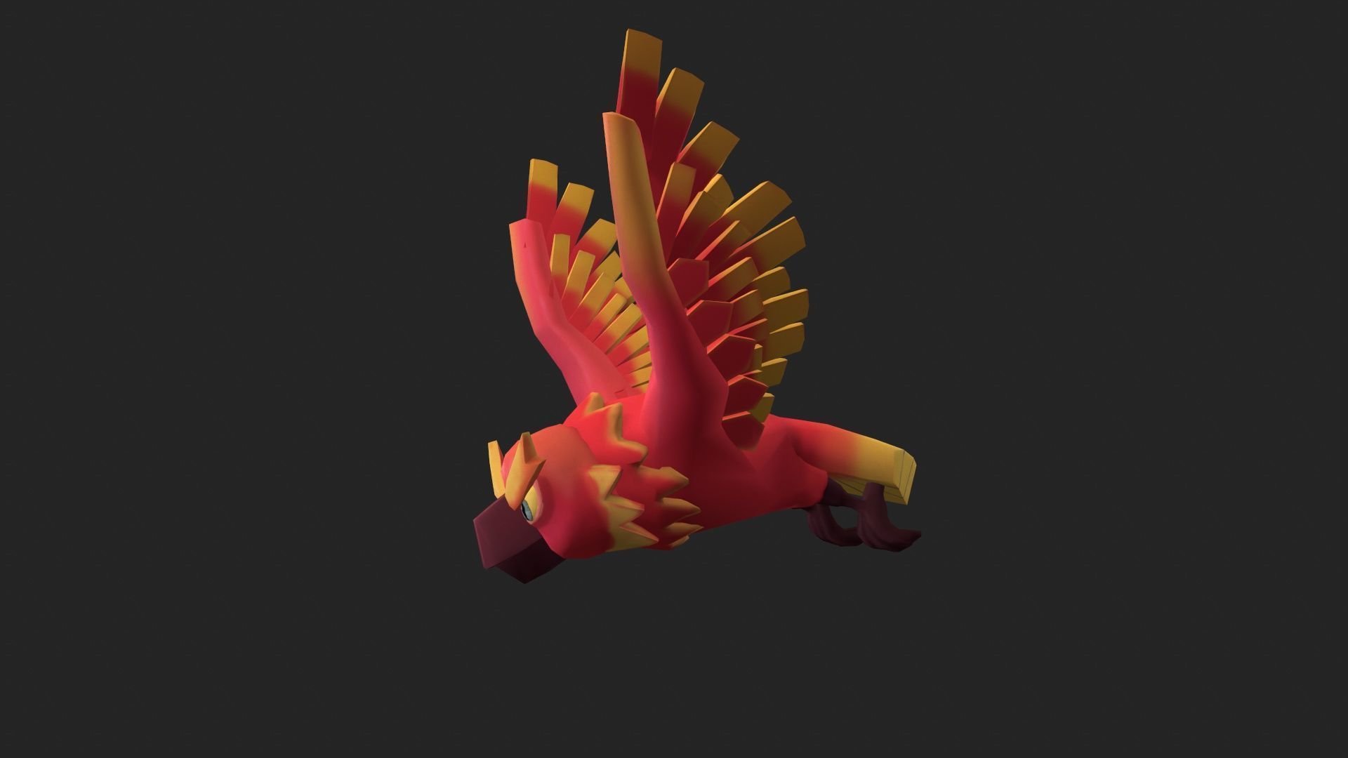 Stylized Phoenix Rigged and Animated for VR AR Games Low-poly 3D model_7