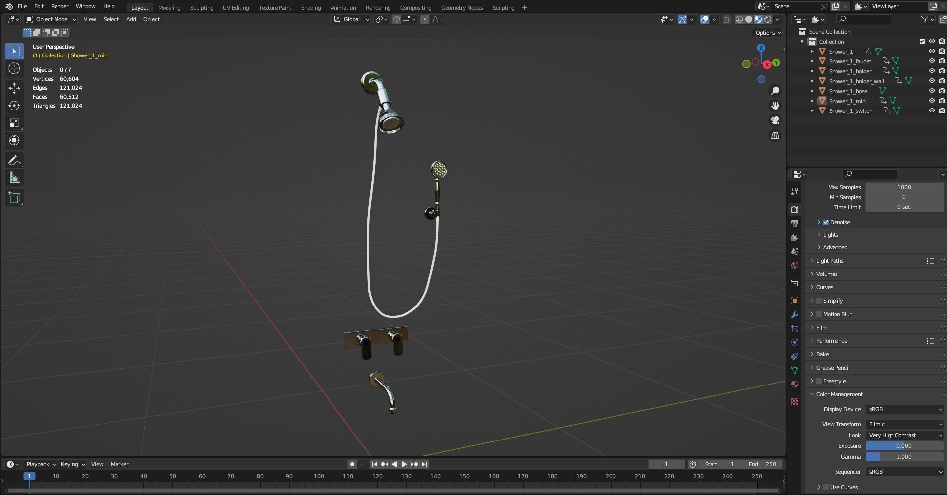 Shower set CG1 3D model_14