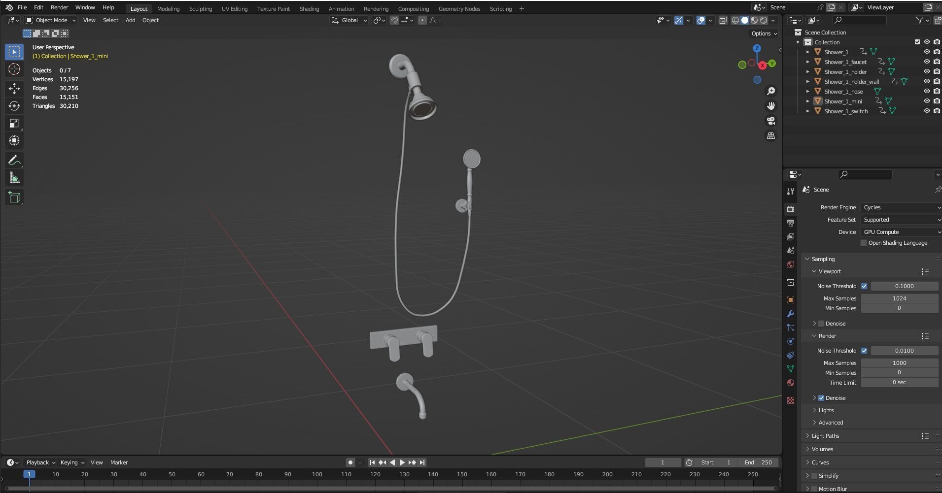 Shower set CG1 3D model_15