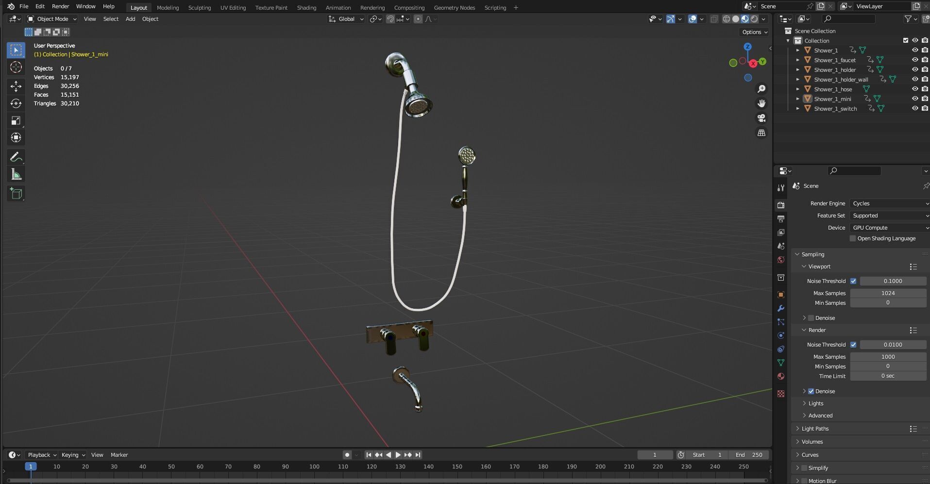 Shower set CG1 3D model_16