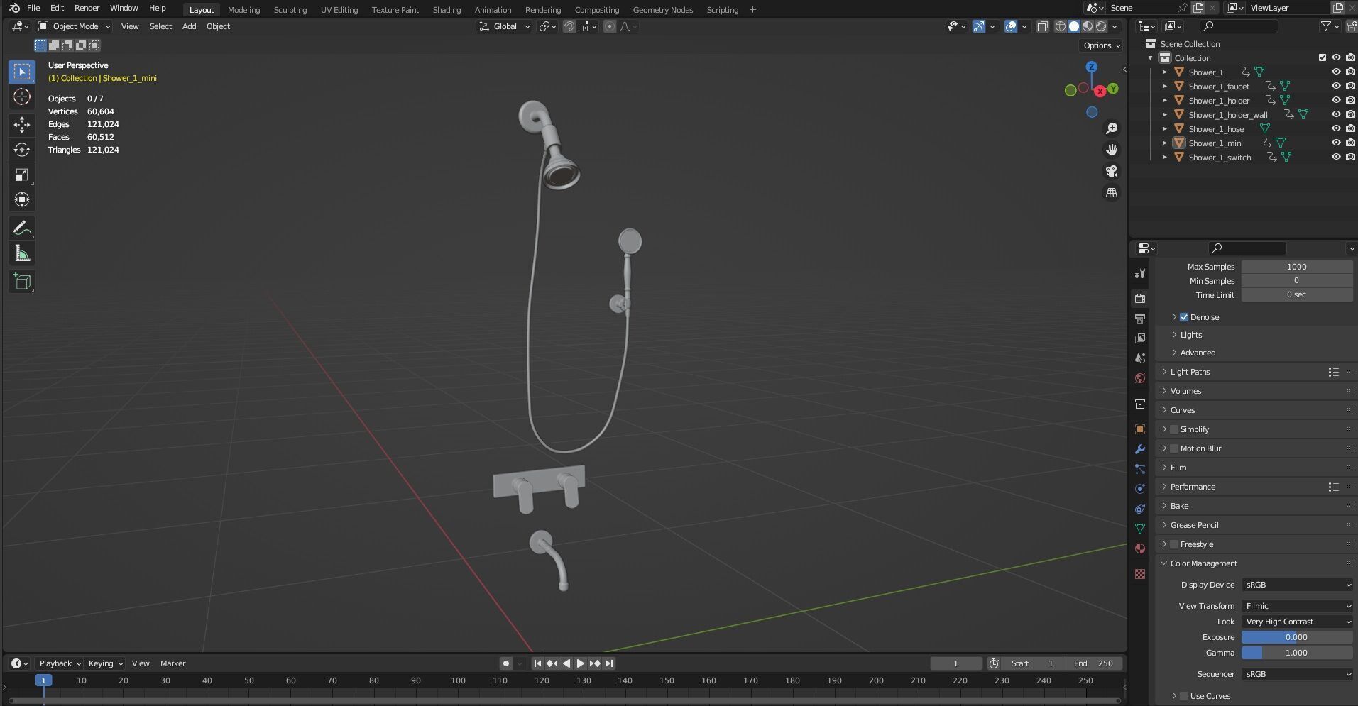 Shower set CG1 3D model_13