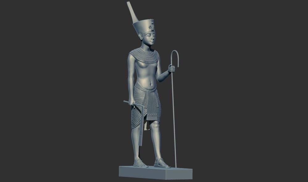 wooden statues gold of Tutankhamun figurine 3d printable model 3D print model_8