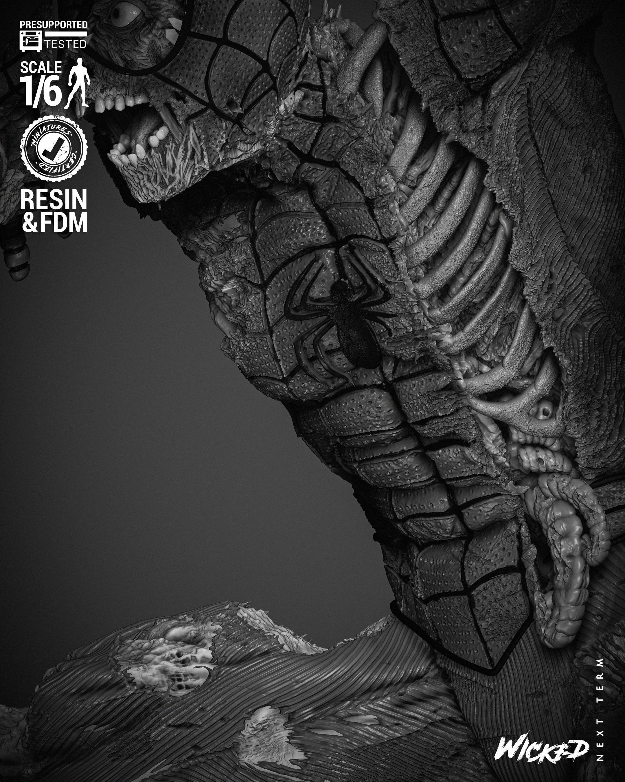 Wicked Marvel Spiderman Zombie Sculpture 3D print model_27