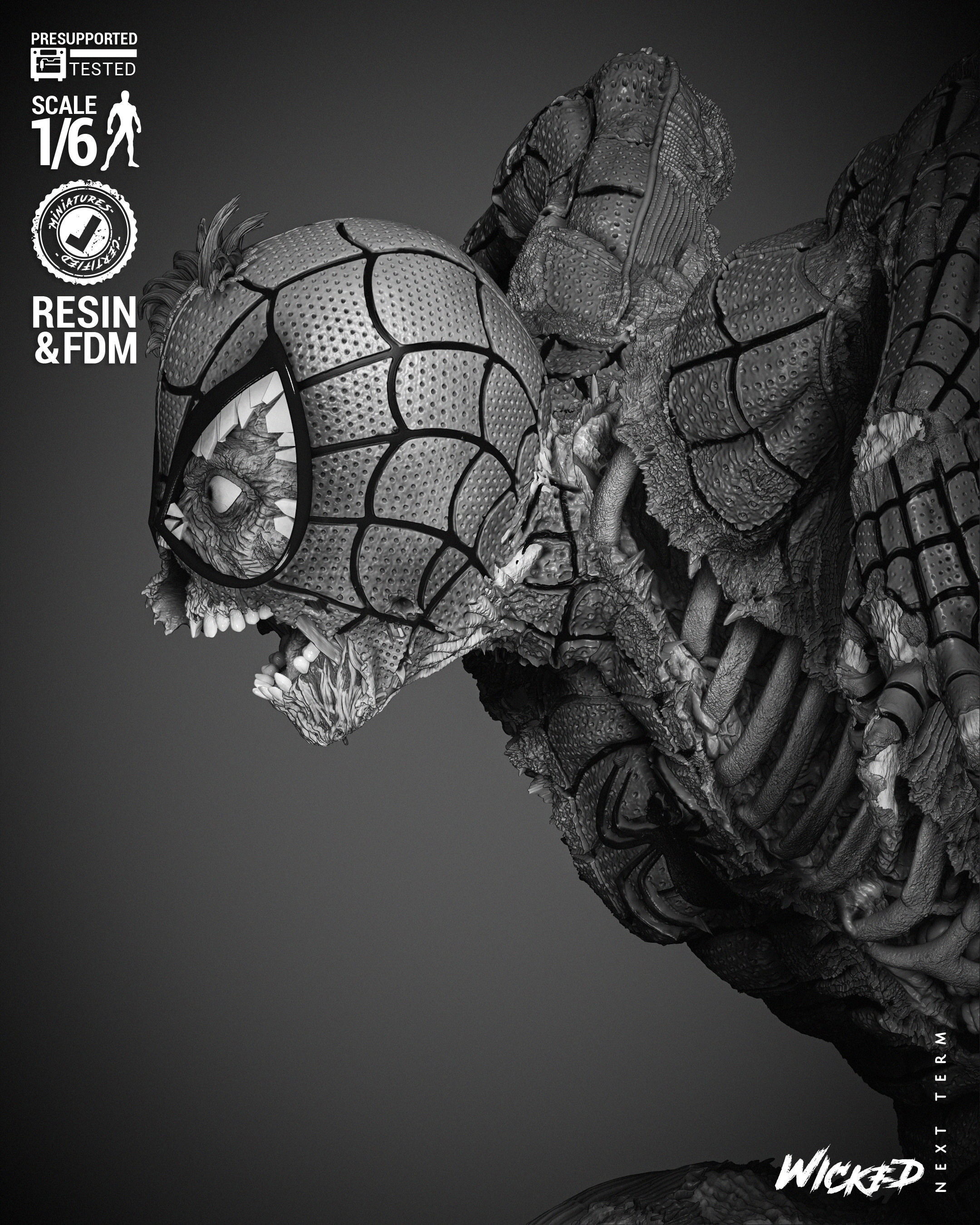 Wicked Marvel Spiderman Zombie Sculpture 3D print model_18