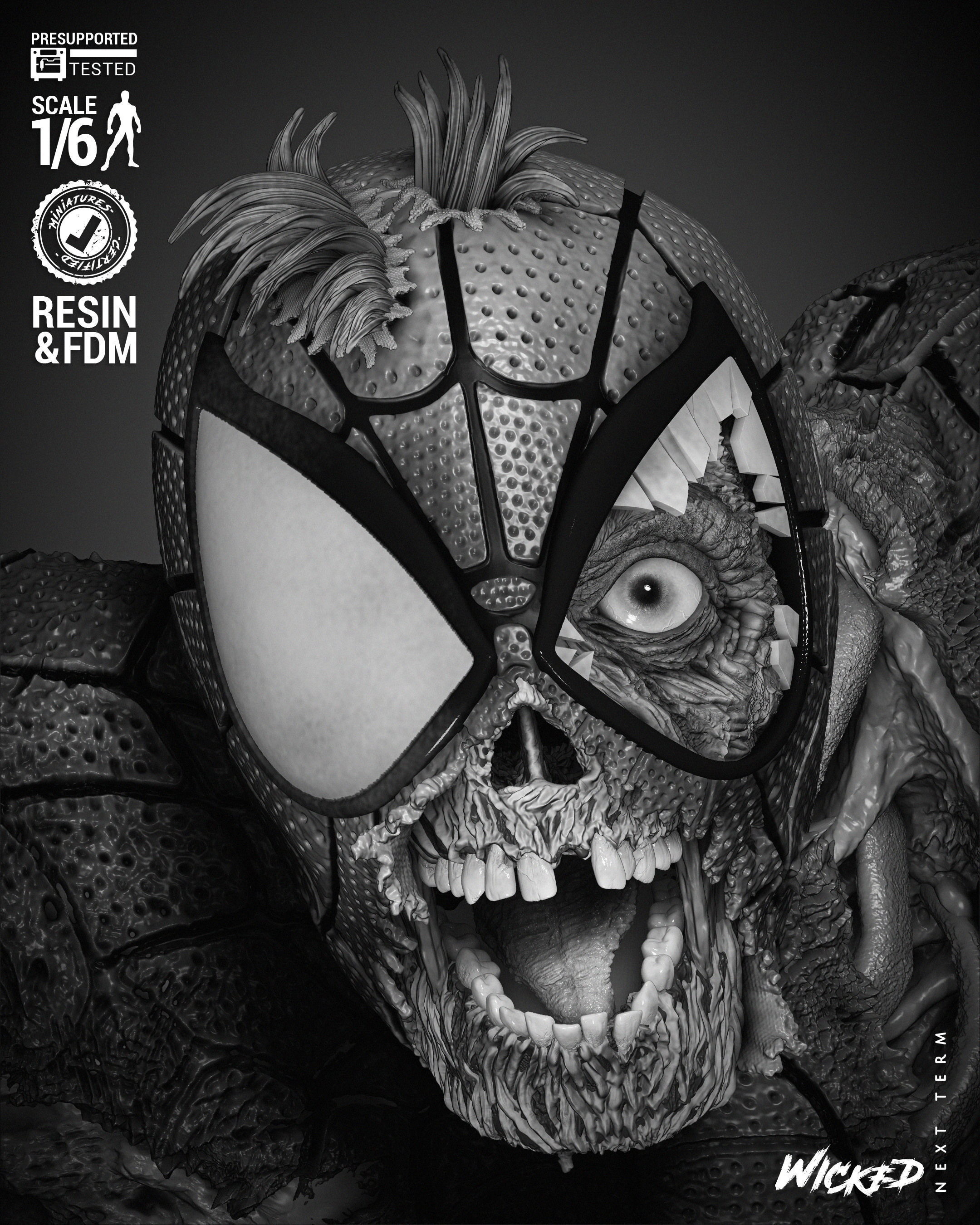 Wicked Marvel Spiderman Zombie Sculpture 3D print model_24