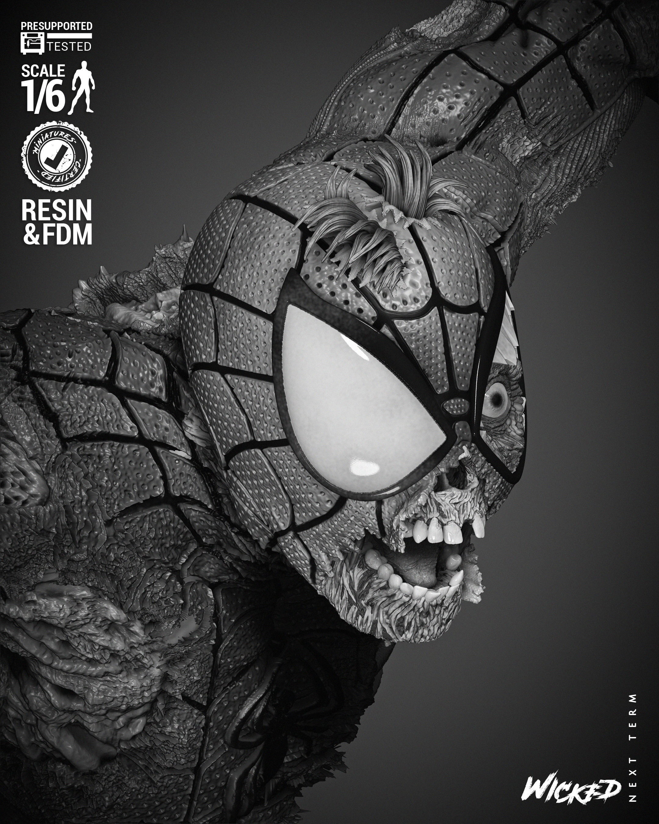 Wicked Marvel Spiderman Zombie Sculpture 3D print model_23