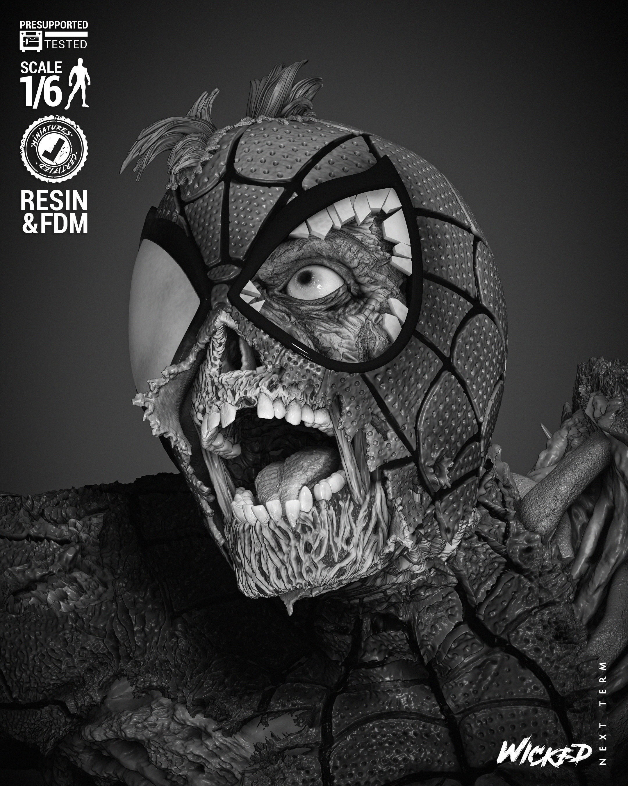 Wicked Marvel Spiderman Zombie Sculpture 3D print model_20