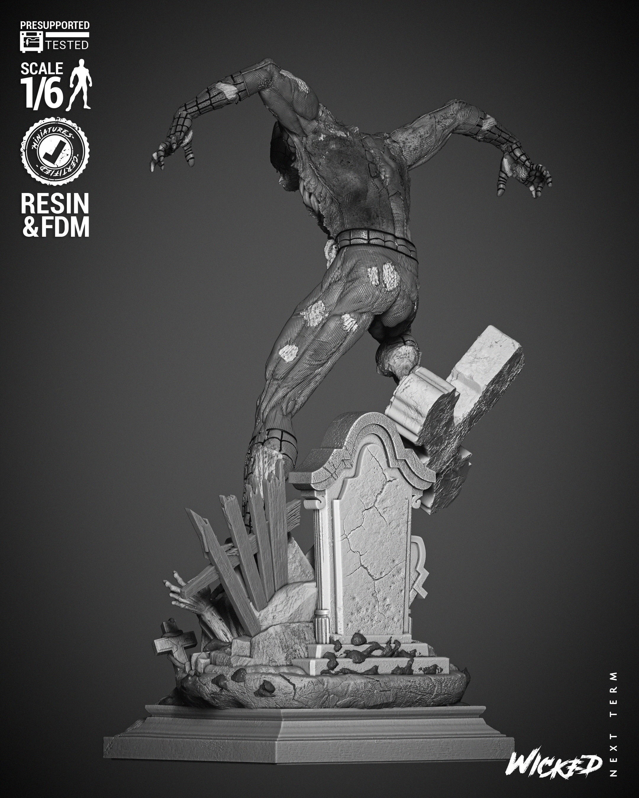 Wicked Marvel Spiderman Zombie Sculpture 3D print model_8