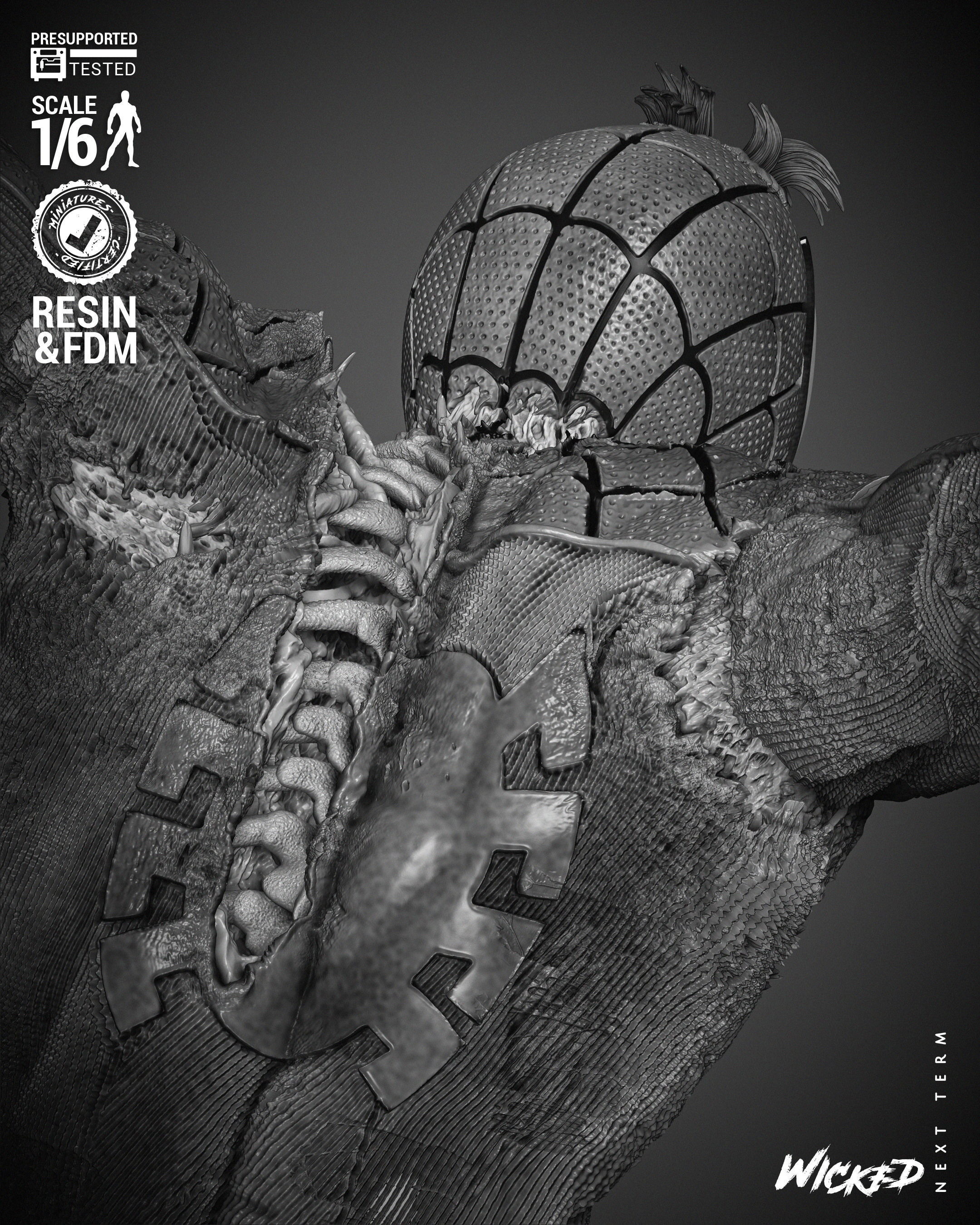 Wicked Marvel Spiderman Zombie Sculpture 3D print model_17