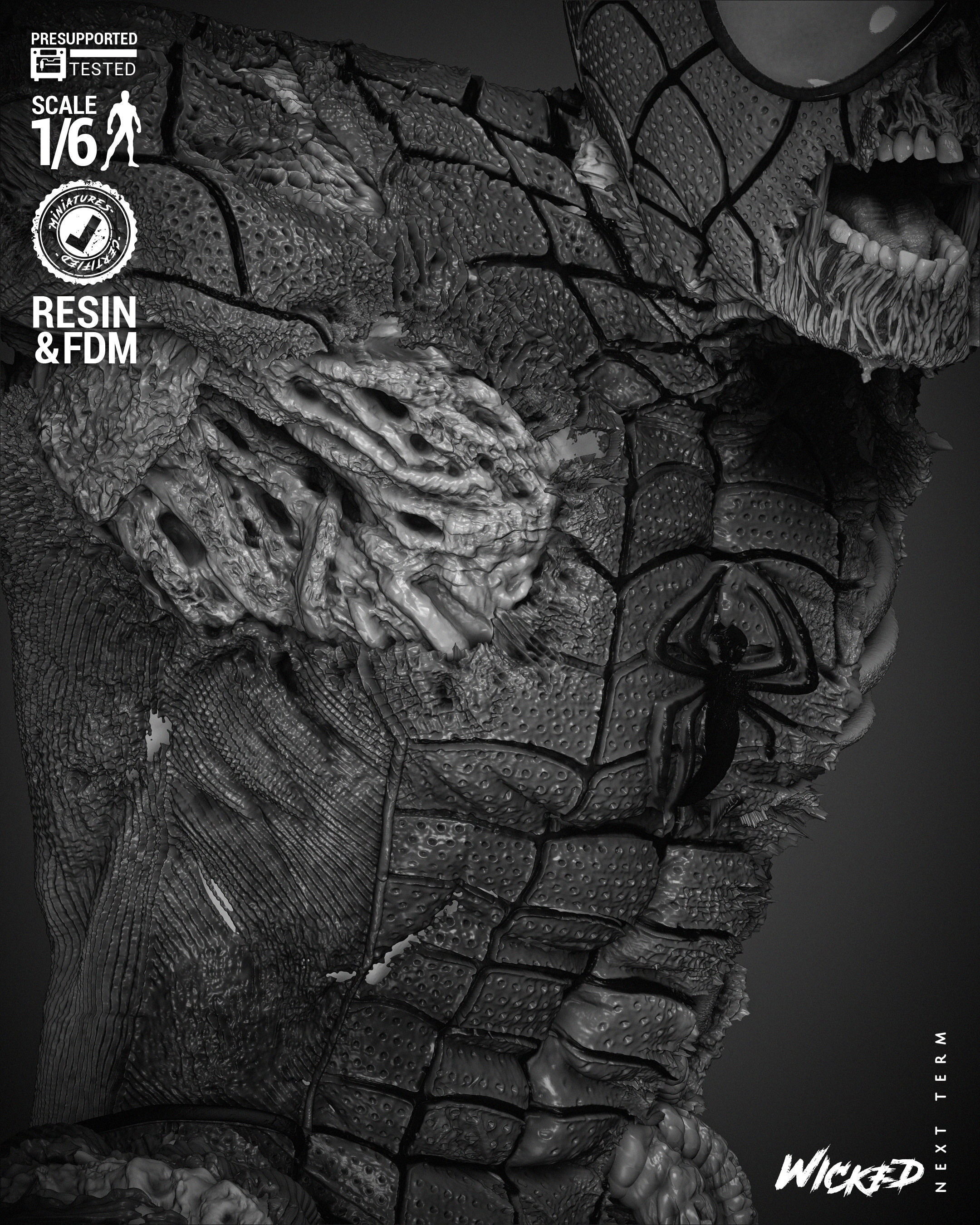 Wicked Marvel Spiderman Zombie Sculpture 3D print model_30