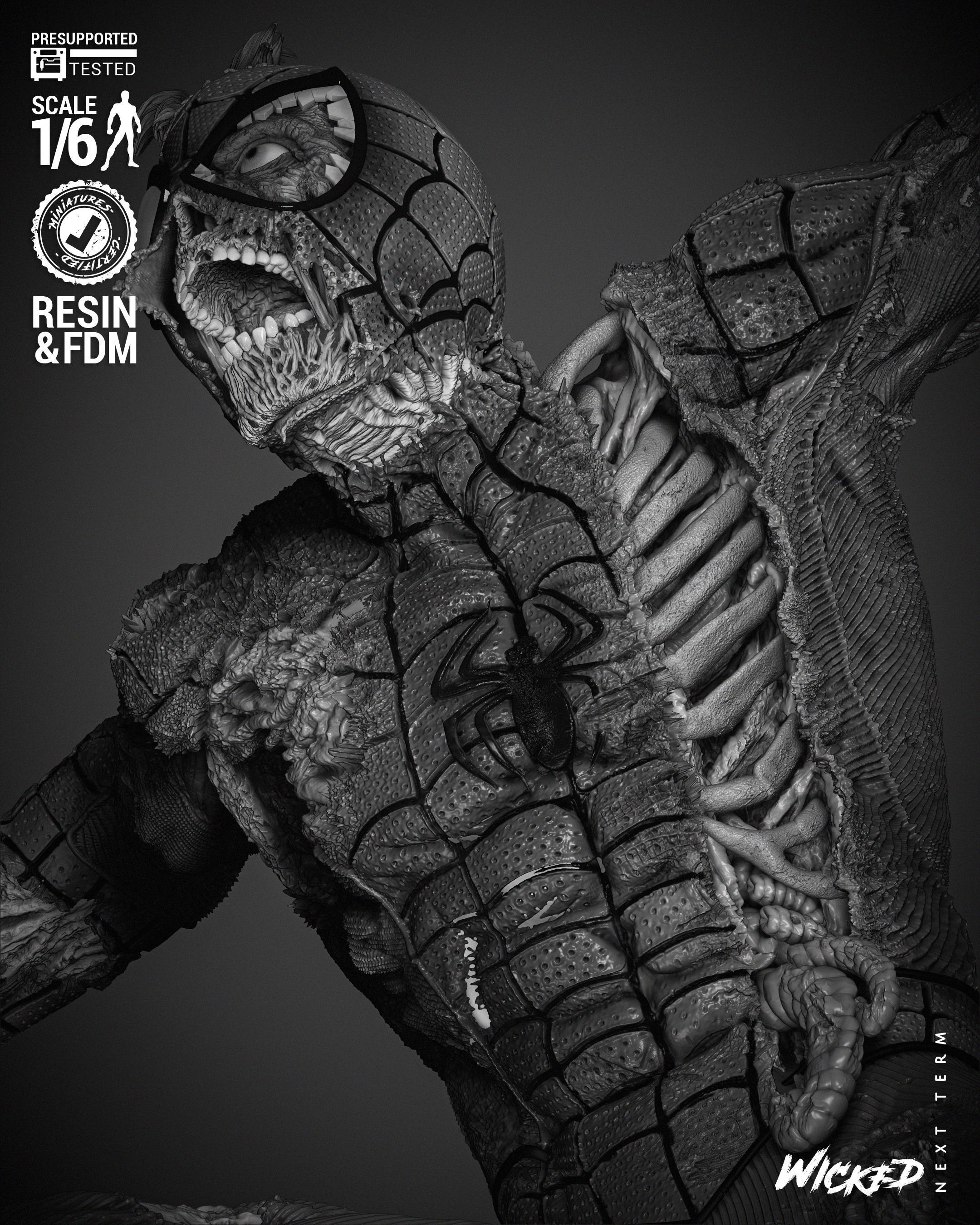 Wicked Marvel Spiderman Zombie Sculpture 3D print model_29